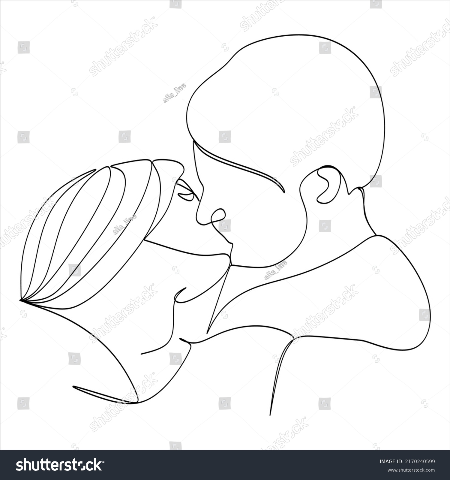 One Continuous Single Line Drawing Woman Stock Vector Royalty Free