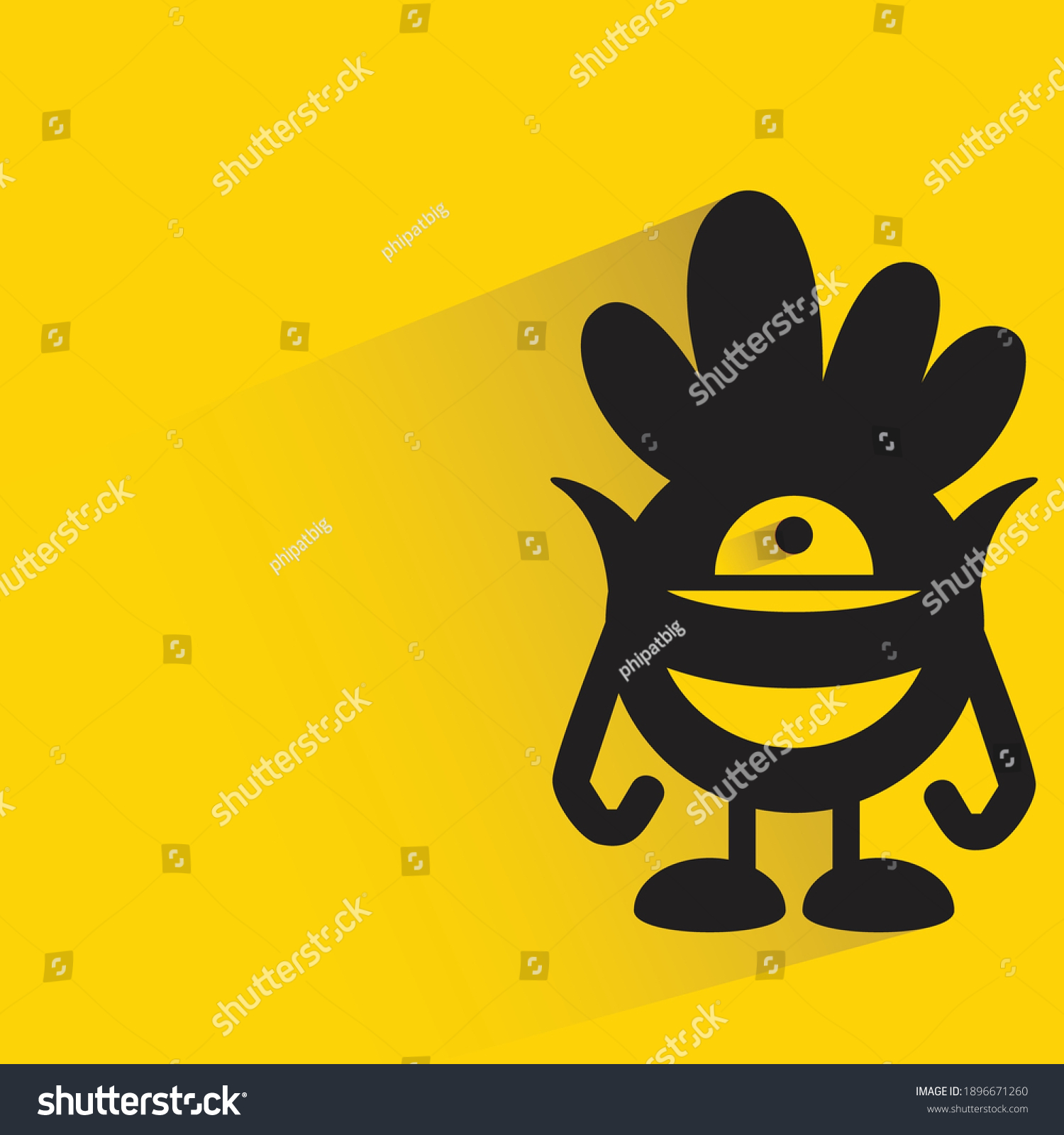 One Eye Monster Drop Shadow On Stock Vector Royalty Free 1896671260