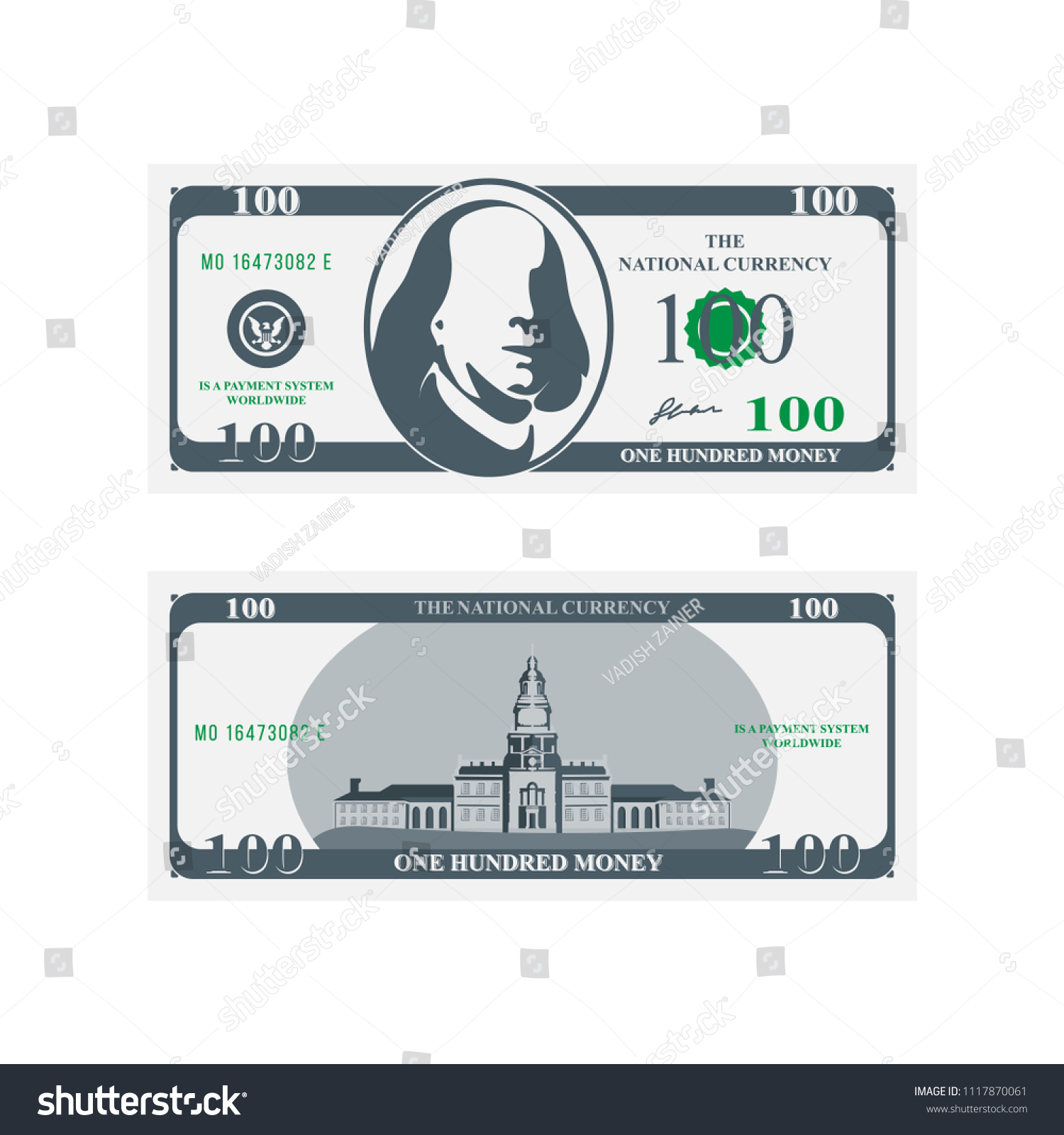 One Hundred Dollar Banknote Front Back Stock Vector (Royalty Free ...