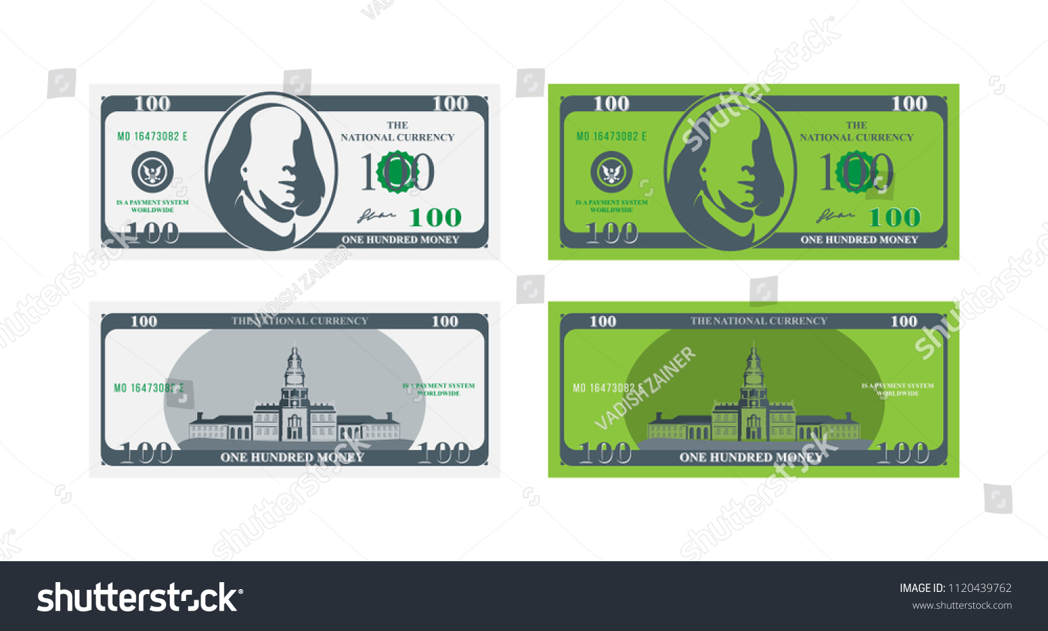 One Hundred Dollar Banknote Front Back Stock Vector (Royalty Free ...