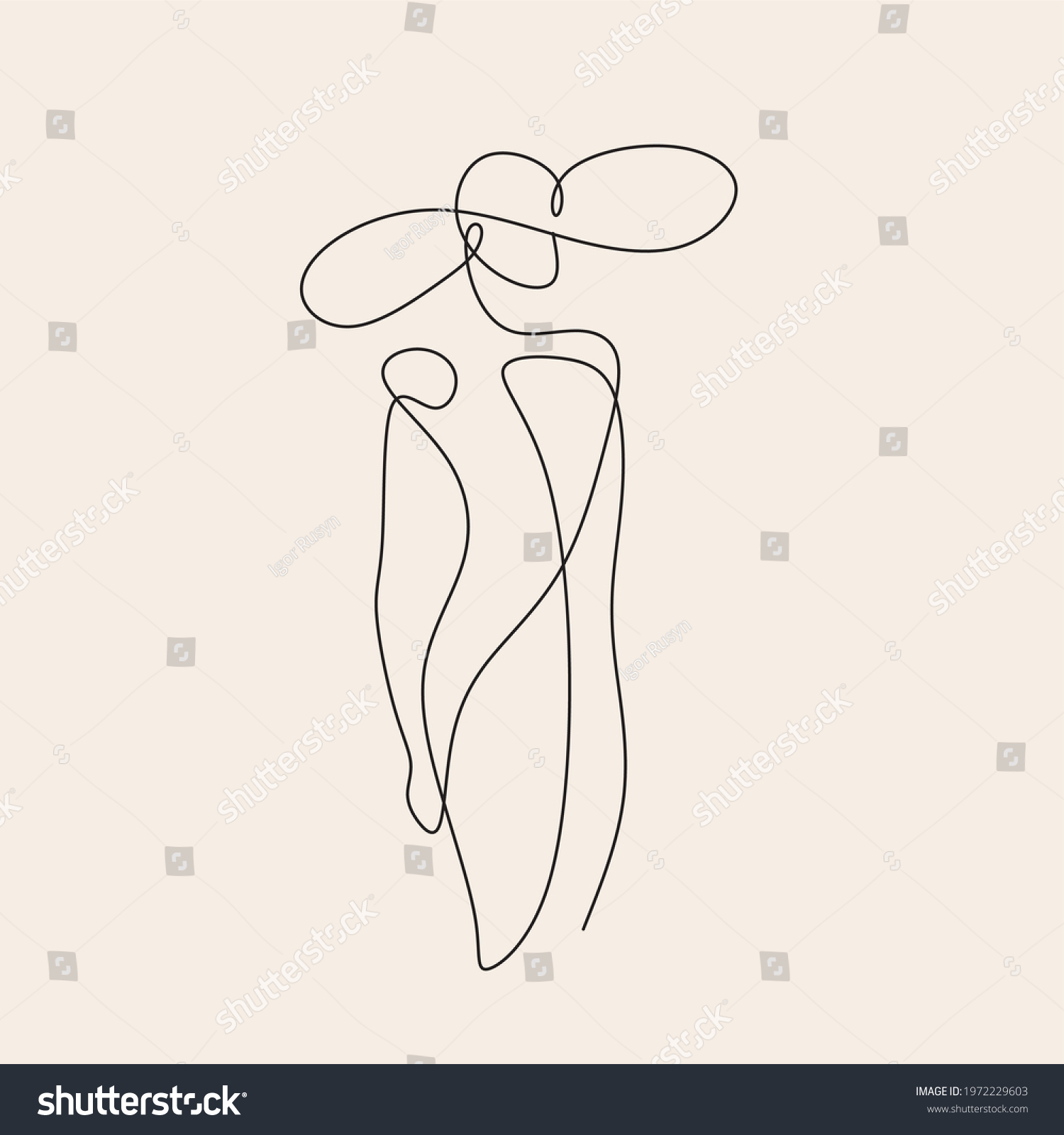 One Line Art Woman Dress Drawing Stock Vector (royalty Free) 1972229603 