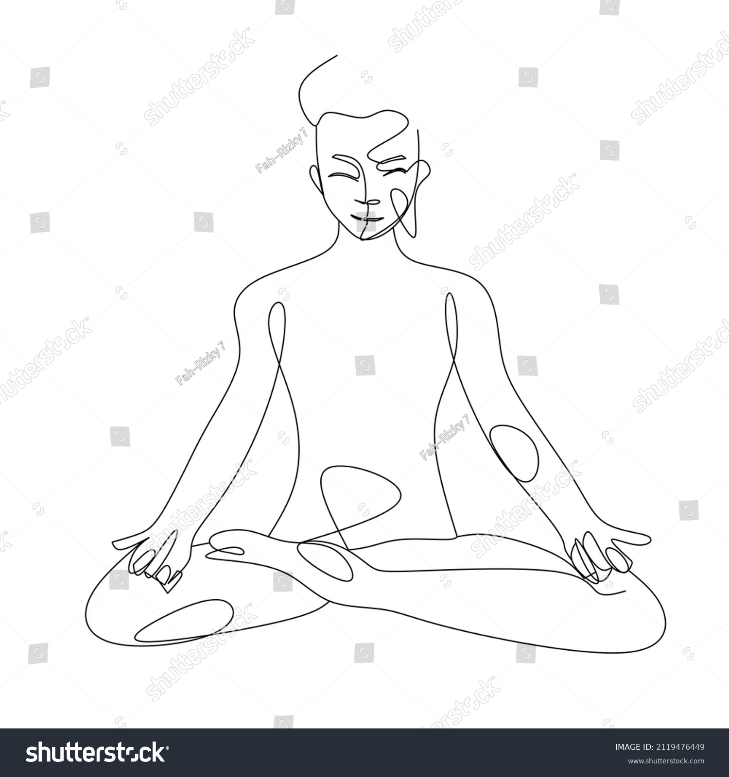 One Line Design People Doing Yoga Stock Vector (Royalty Free ...