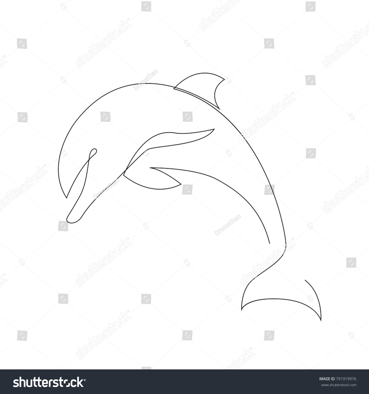 One Line Dolphin Design Silhouette Hand Stock Vector Royalty Free