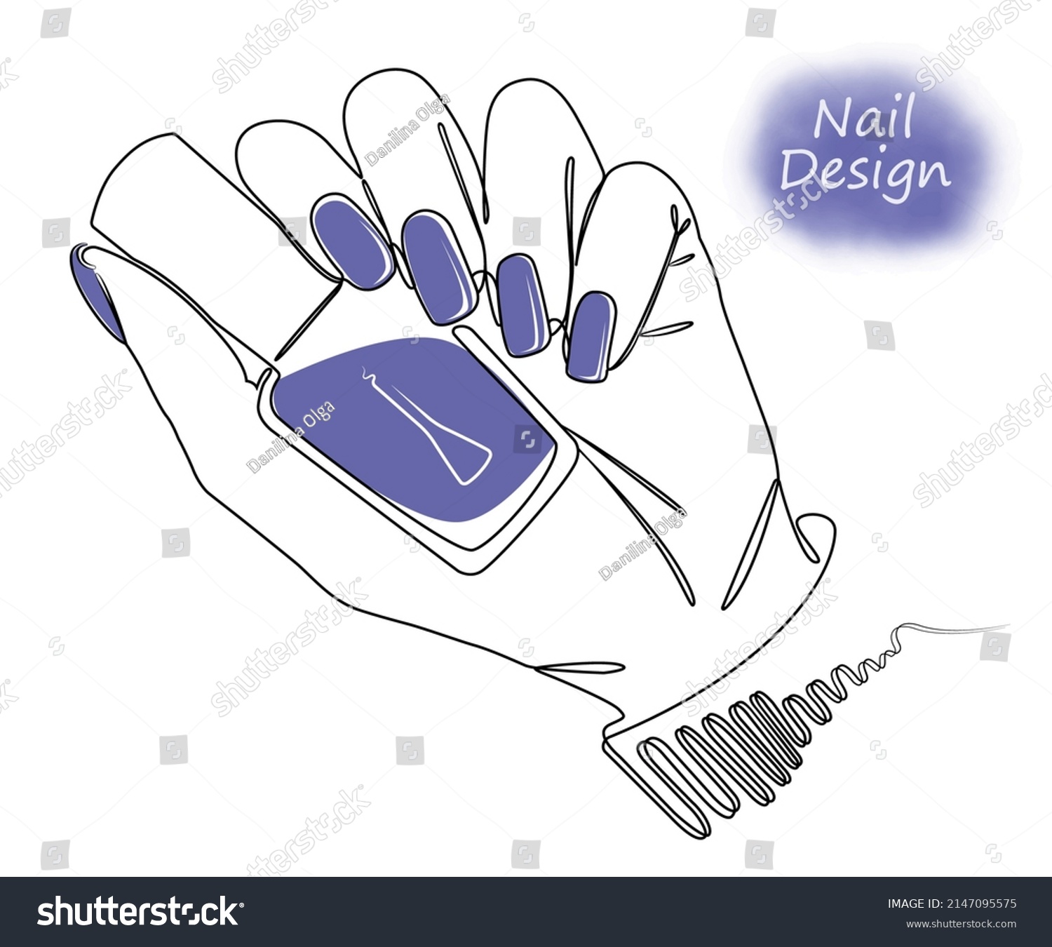 One Line Drawing Female Hand Holds Stock Vector (Royalty Free ...