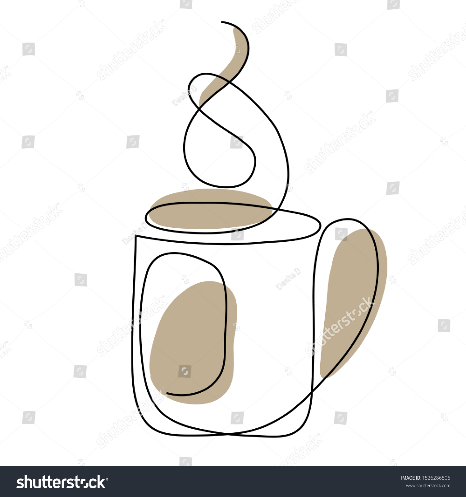 One Line Drawing Coffee Cup Modern Stock Vector Royalty Free