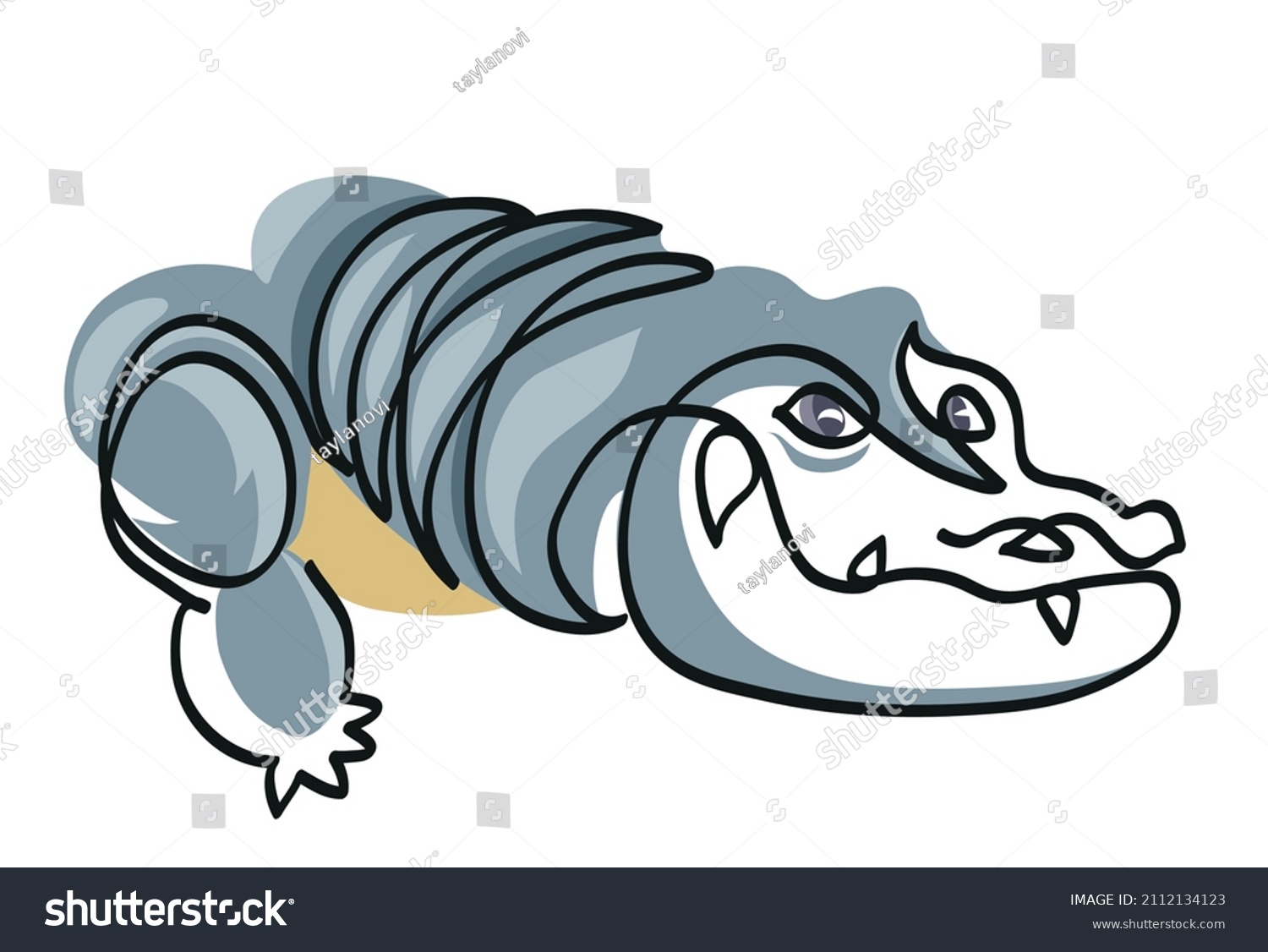 One Line Drawing Alligator One Continuous Stock Vector (Royalty Free