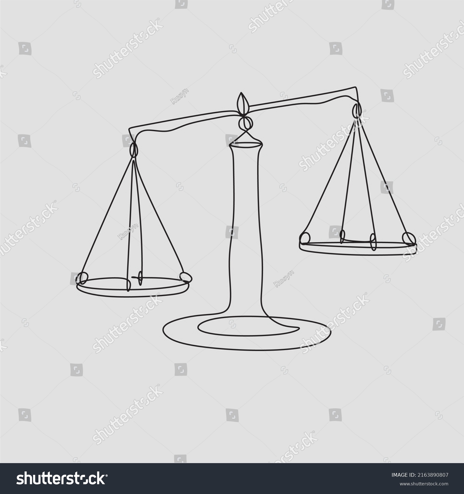 One Line Drawing Law Balance Scale Stock Vector (Royalty Free ...