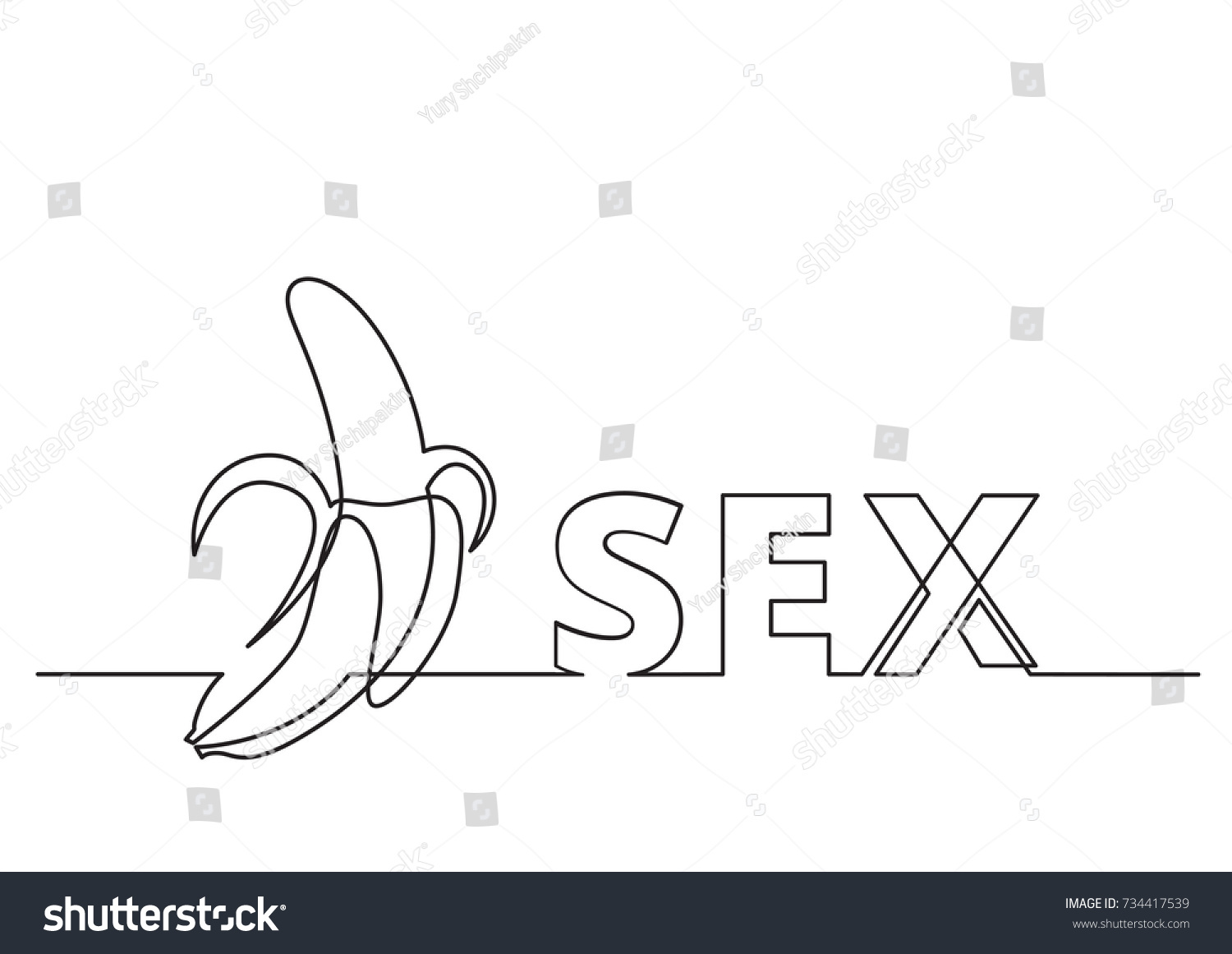 Vektor Stok One Line Drawing Phrase Sex Banana Tanpa Royalti