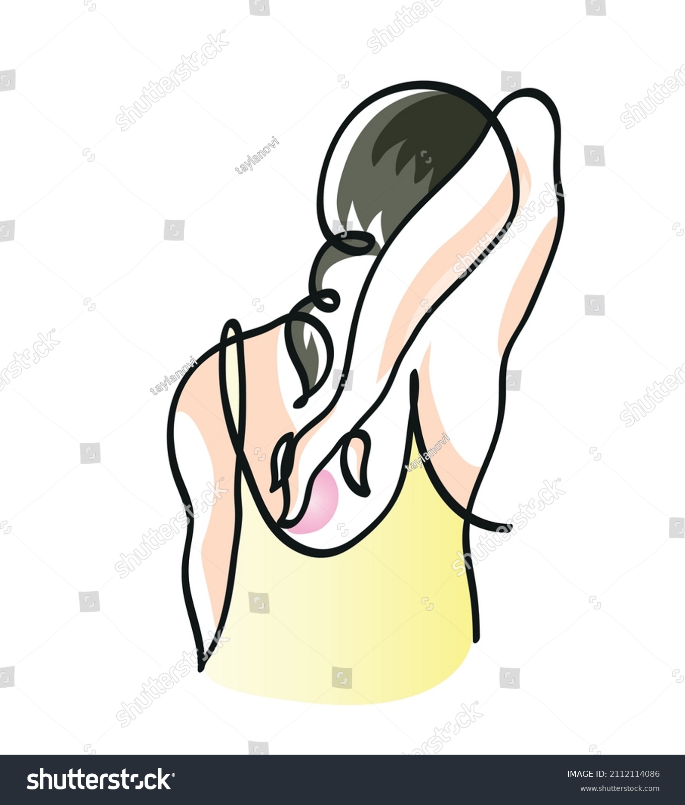 recommend clip art: One line drawing of woman scratching her itchy back. 
One continuous line drawing of allergy rash.


