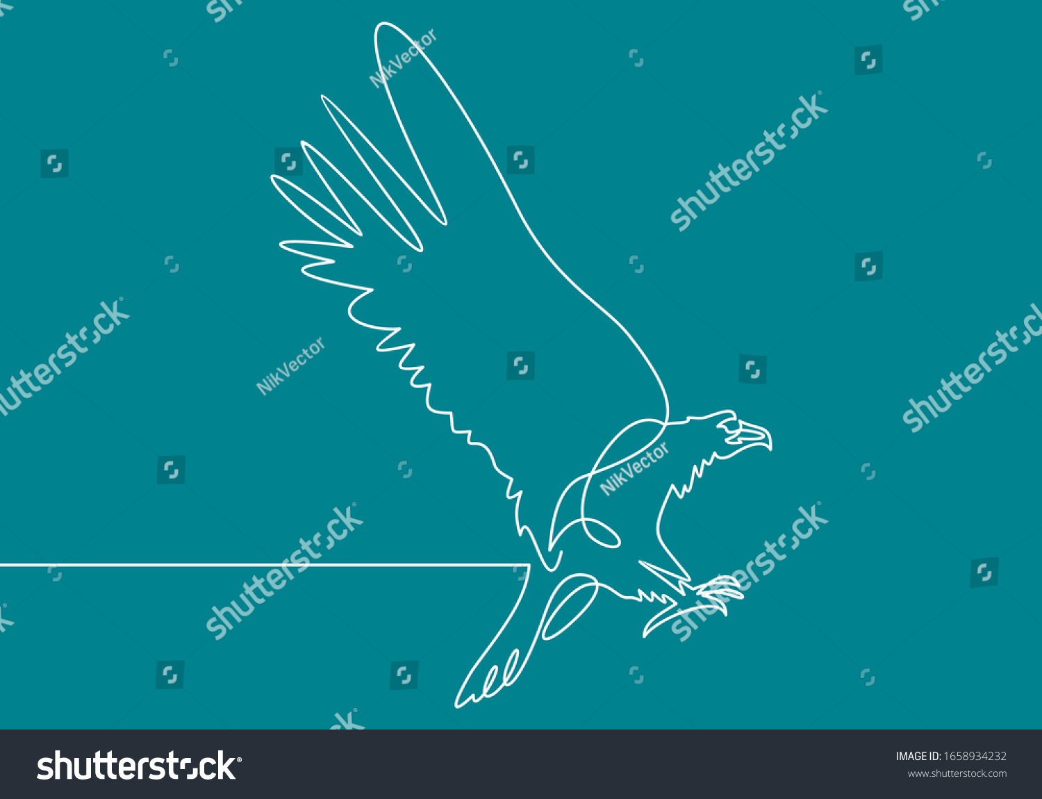 One Line Eagle Design Silhouettehand Drawn Stock Vector (Royalty Free ...