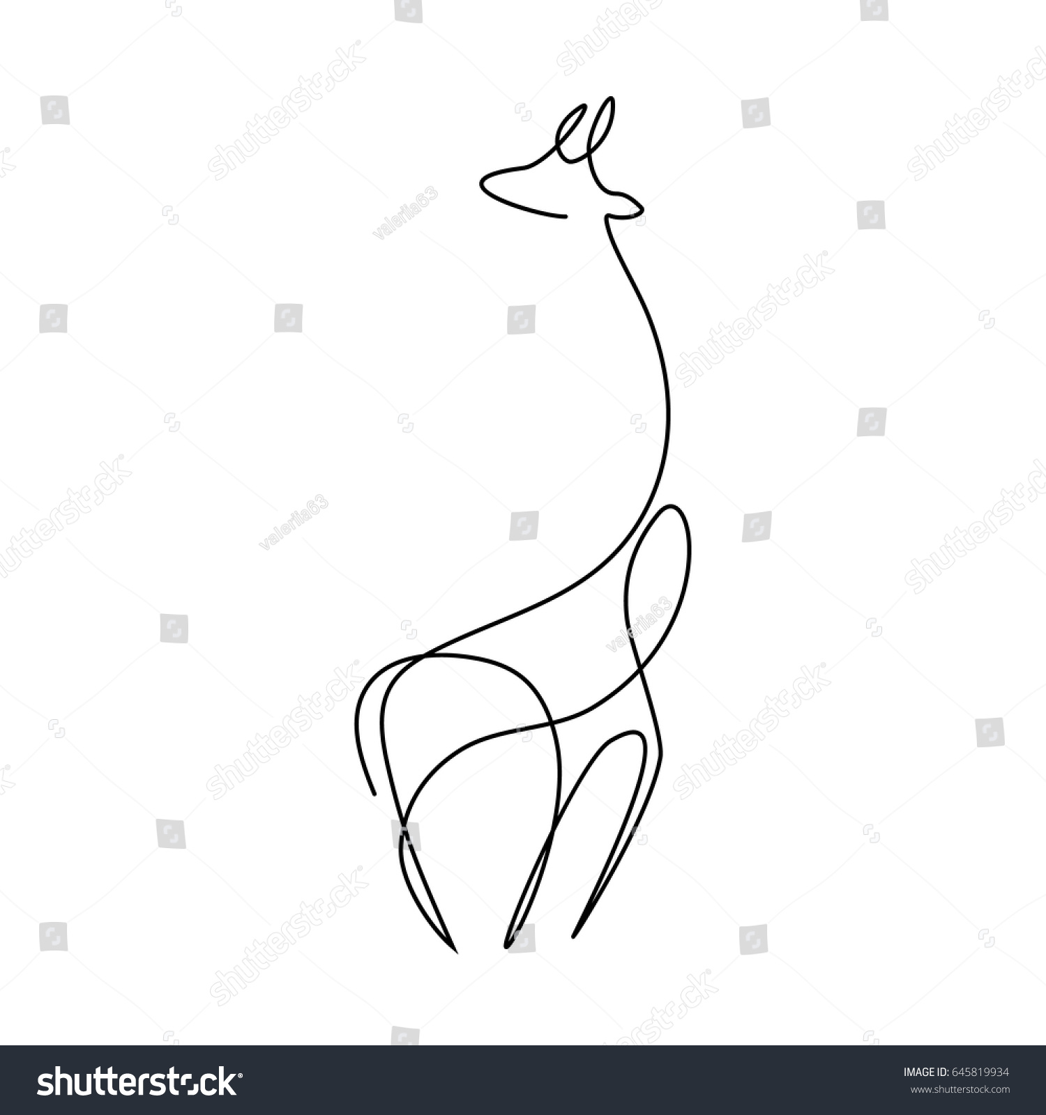 Line Drawing Giraffe : One line giraffe design silhouettehand drawn stock vector