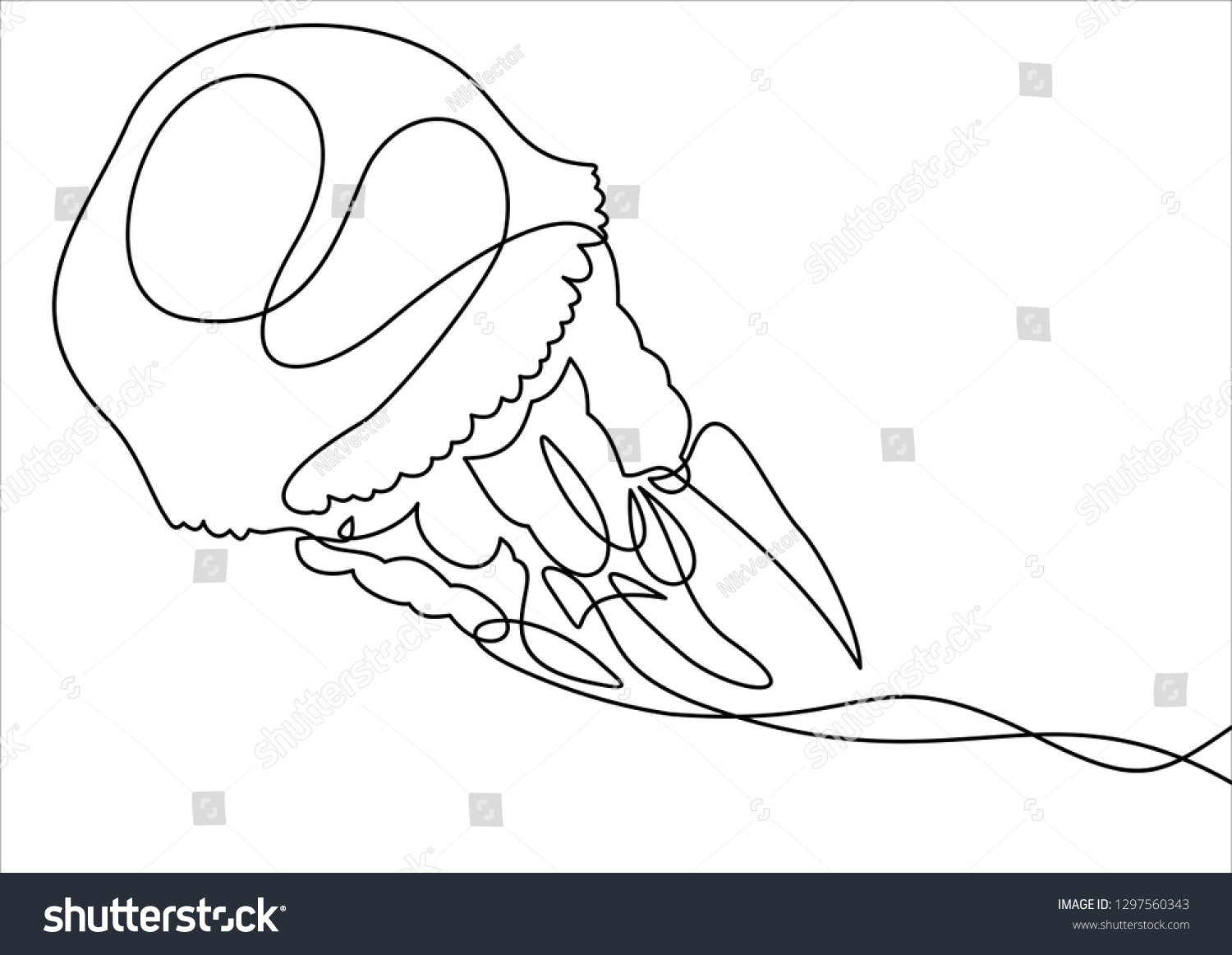 One Line Jellyfish Illustrationbackgroundcontinuous Line Drawing Stock Vector Royalty Free