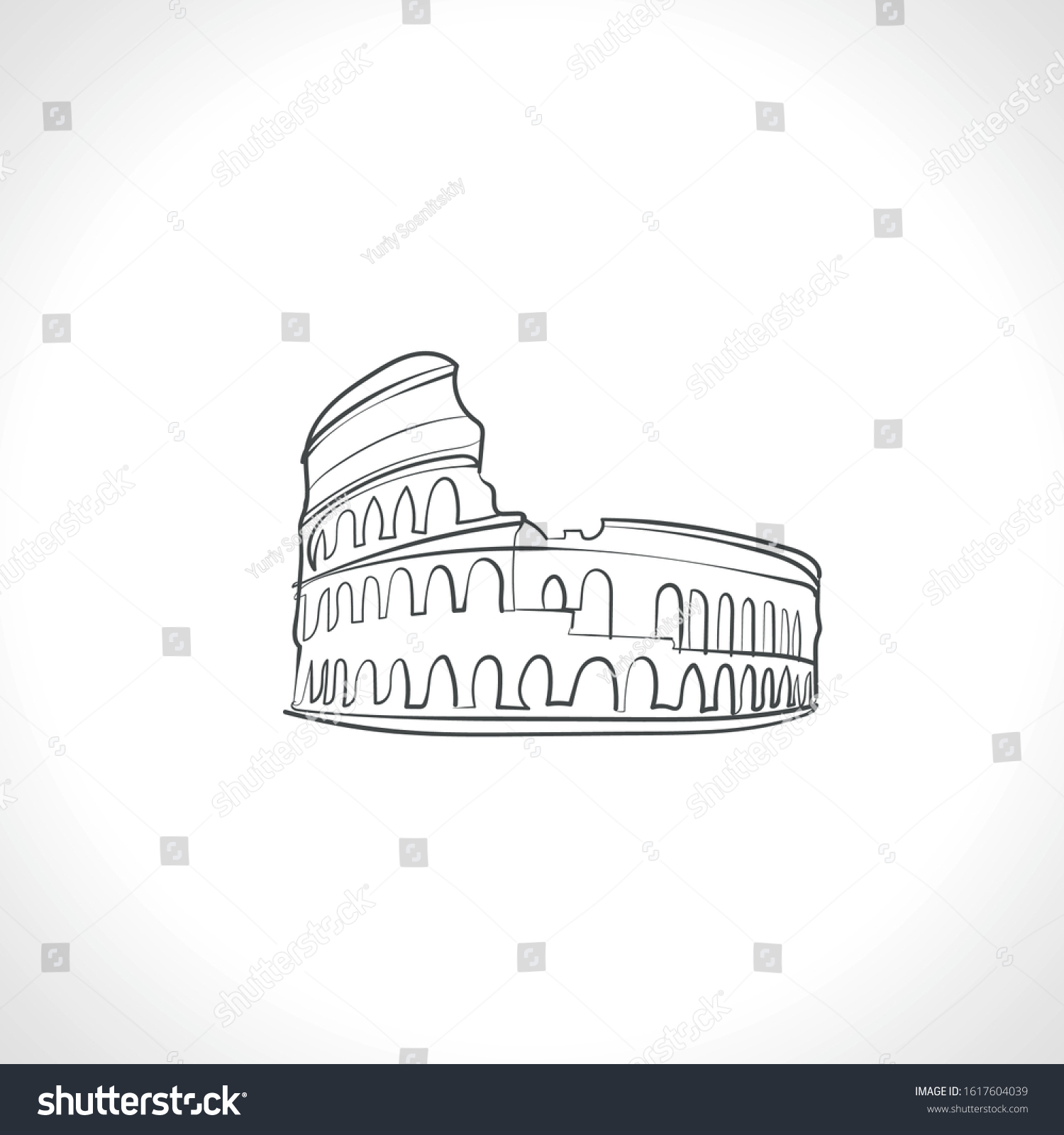 One Line Sketch Coliseum Stock Vector (Royalty Free) 1617604039