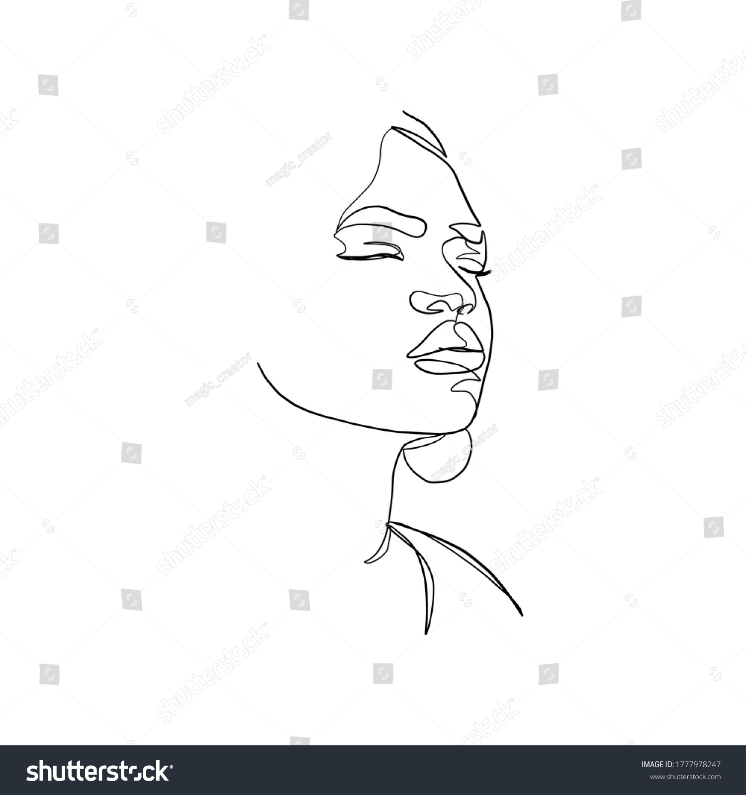 One Line Vector Woman Portrait Linear Stock Vector Royalty Free 1777978247 Shutterstock 7341