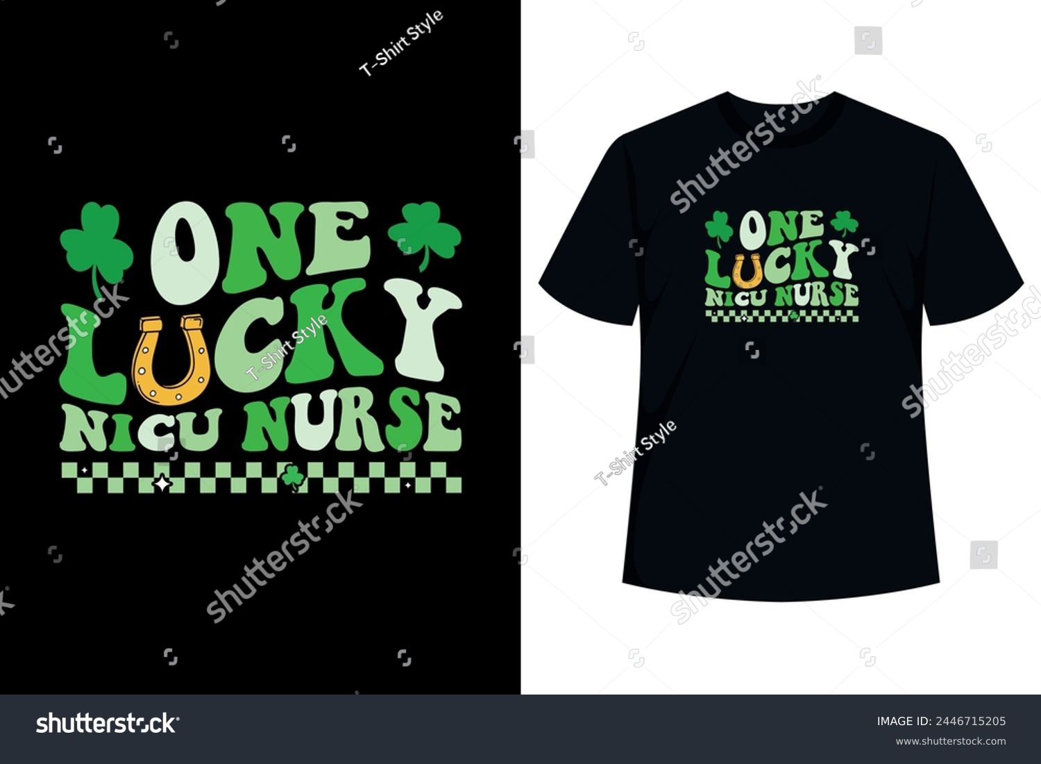 SVG of One Lucky Nicu Nurse Groovy Retro Nurse St Patrick's Day T-Shirt as a St Patricks Day gift for Nurses! Wear this lucky vintage graphic Ireland tee clothes outfit for RN, ICU, OB, ER, NICU, PACU, CNA svg