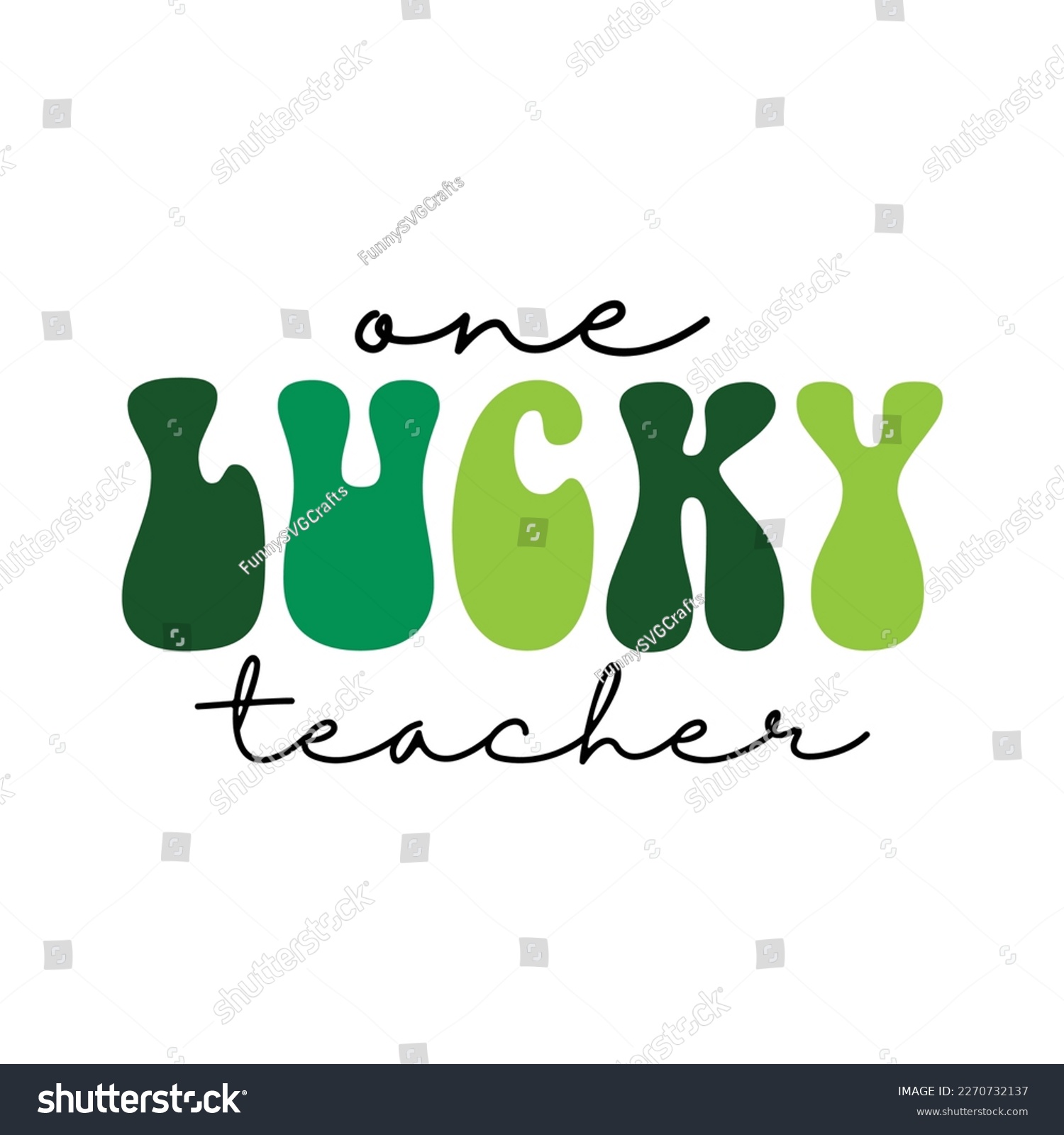 SVG of One Lucky Teacher Shirt, St. Patrick's Day Svg, Shamrock Svg, Teacher Shirt Print Template, Teacher Cut File svg