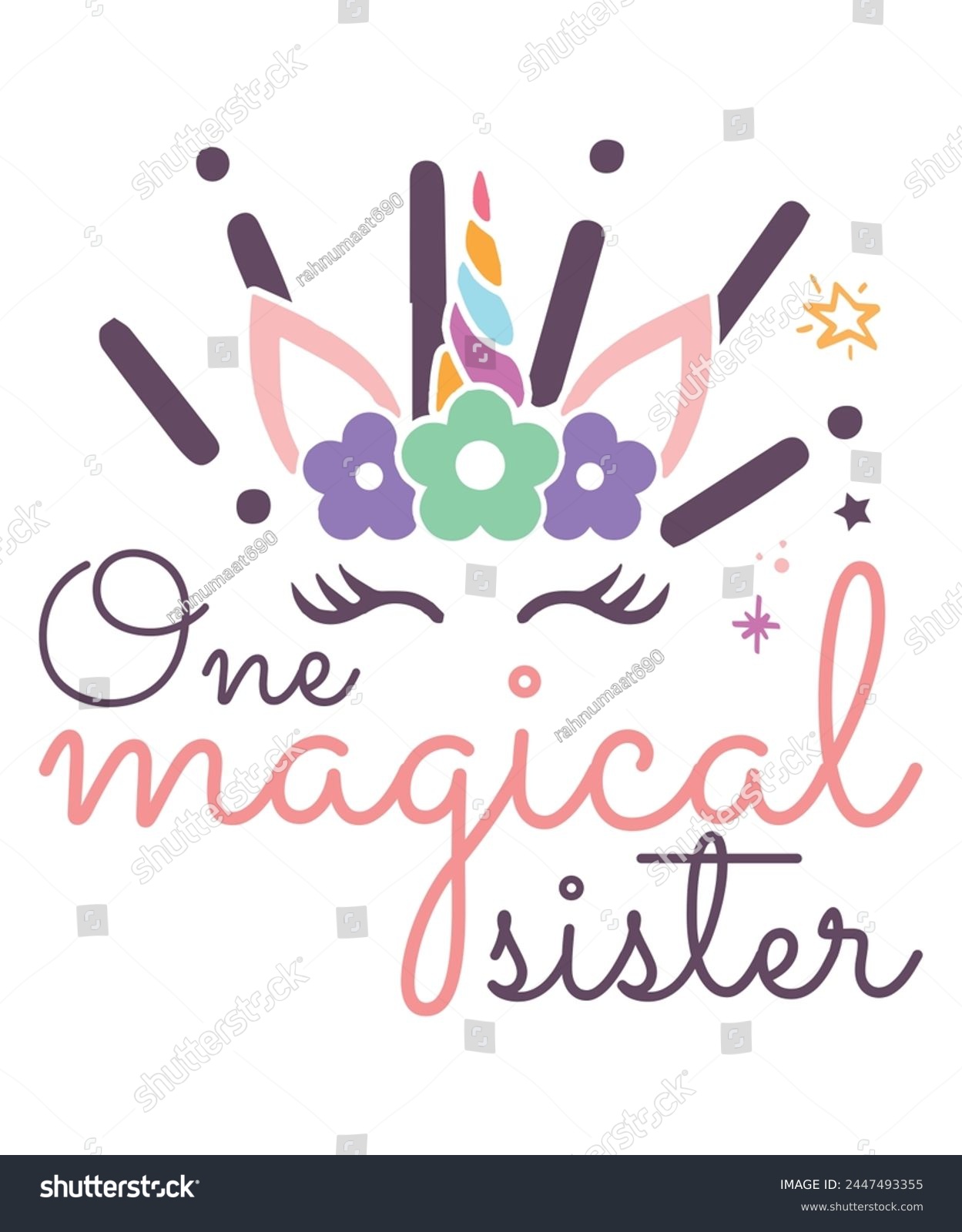 SVG of One magical sister unicorn family, Unicorn head, Unicorn design, Unicorn birthday svg