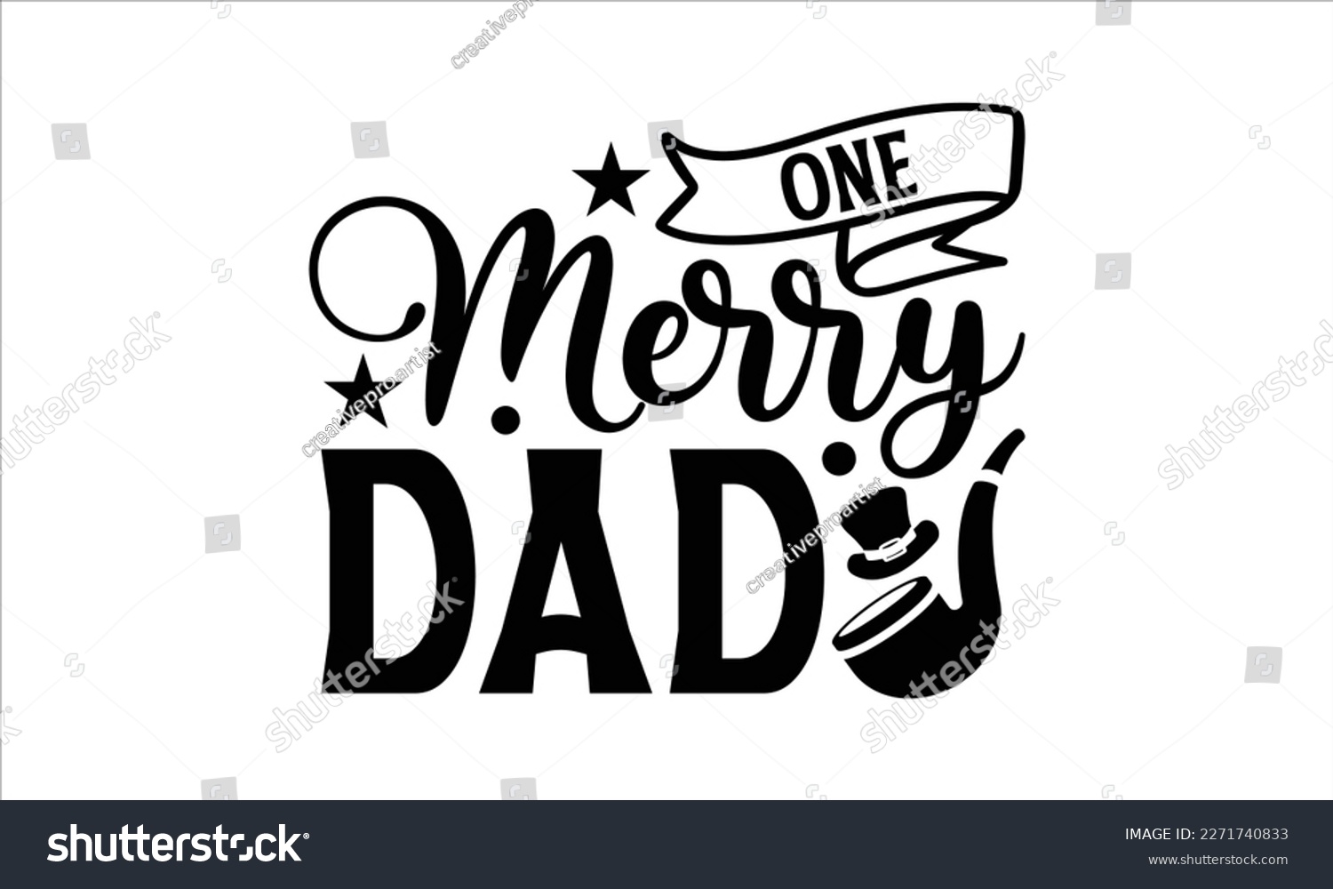 SVG of One merry dad- Father's Day svg design, Hand drawn lettering phrase isolated on white background, Illustration for prints on t-shirts and bags, posters, cards eps 10. svg