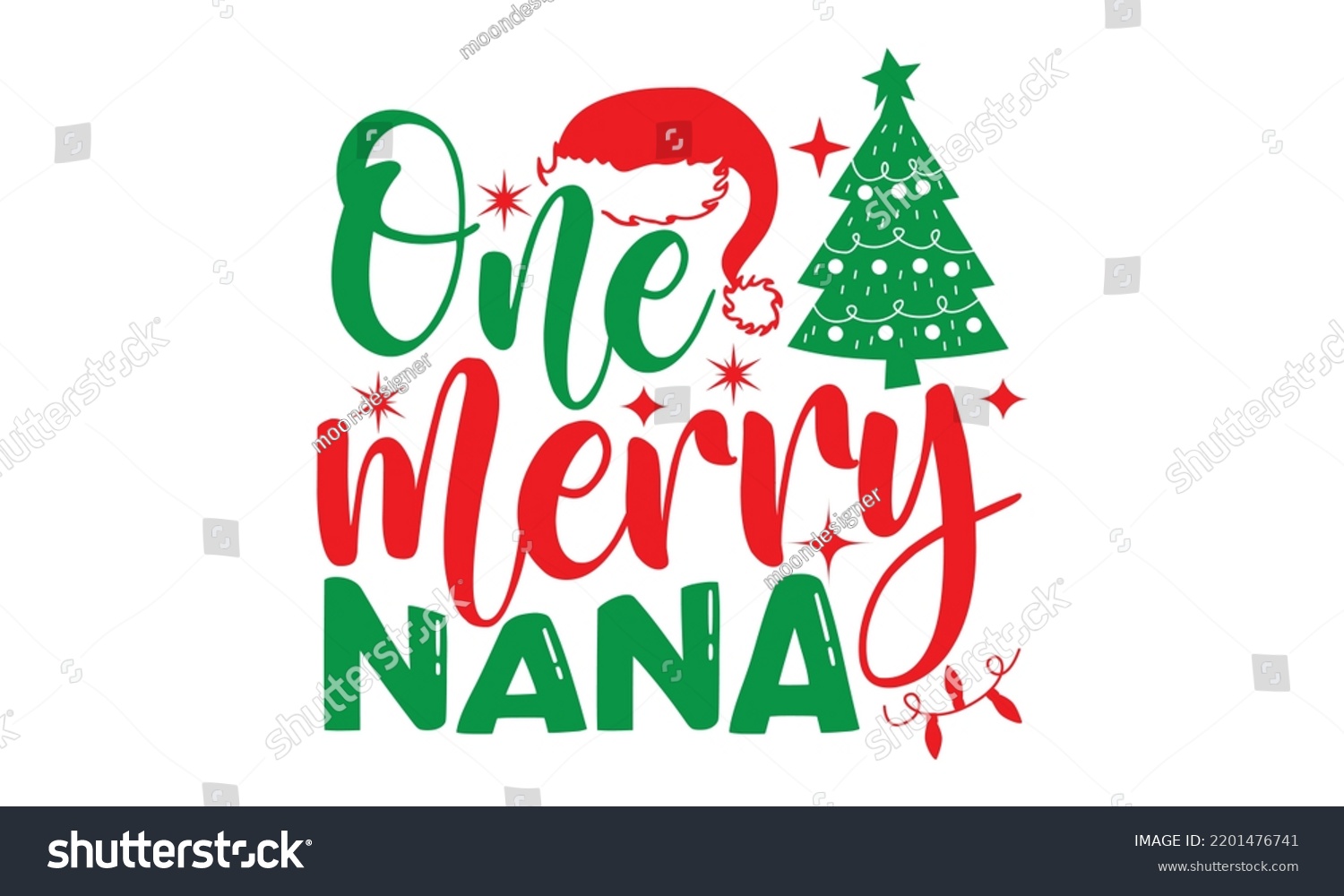 SVG of One merry nana- Christmas SVG and T shirt design, Good for scrapbooking, holiday vector, gift cad, templet, Christmas Quote Design, EPS 10 svg