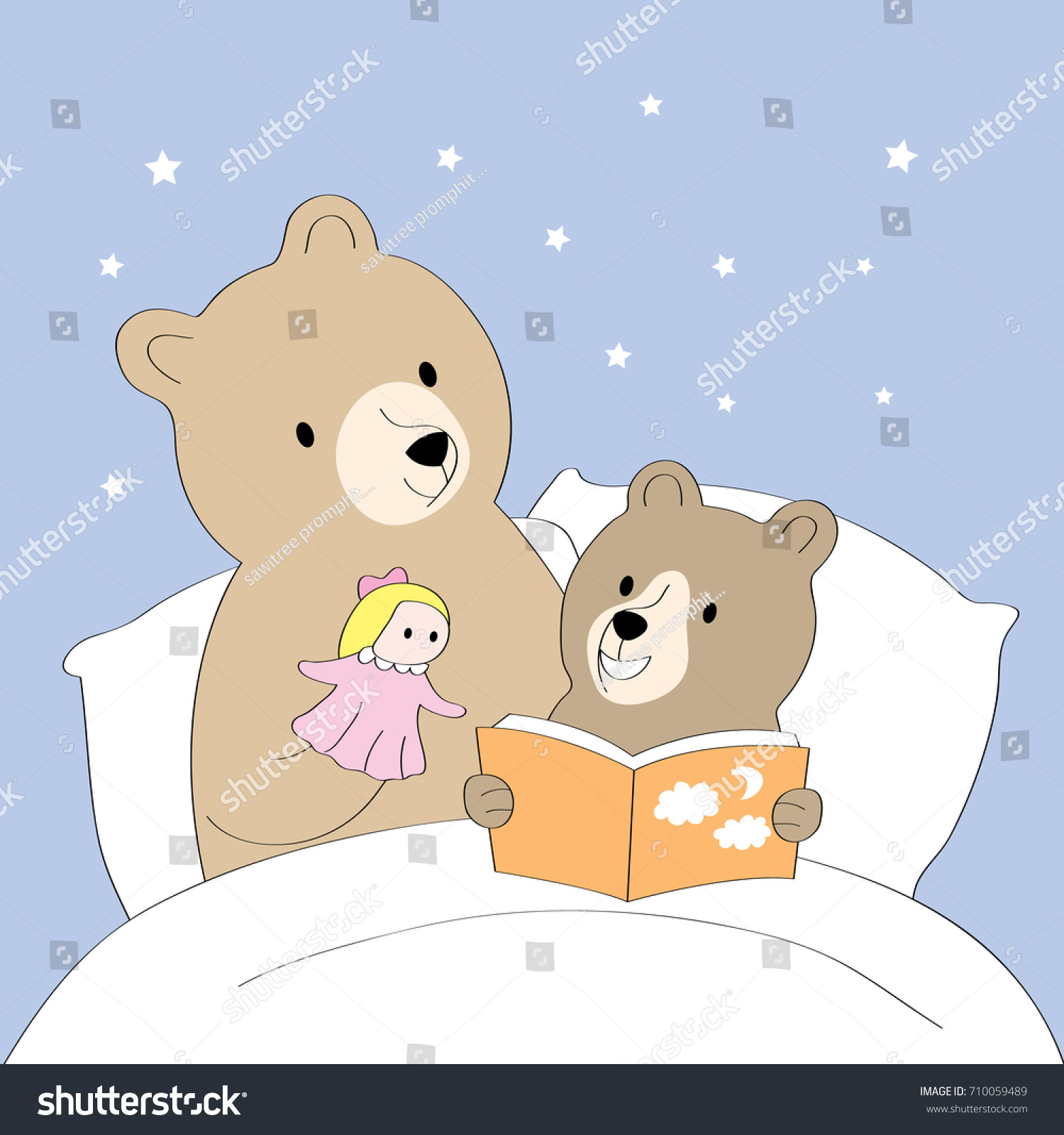 One Night Mom Bear Baby Bear Stock Vector 710059489 - Shutterstock