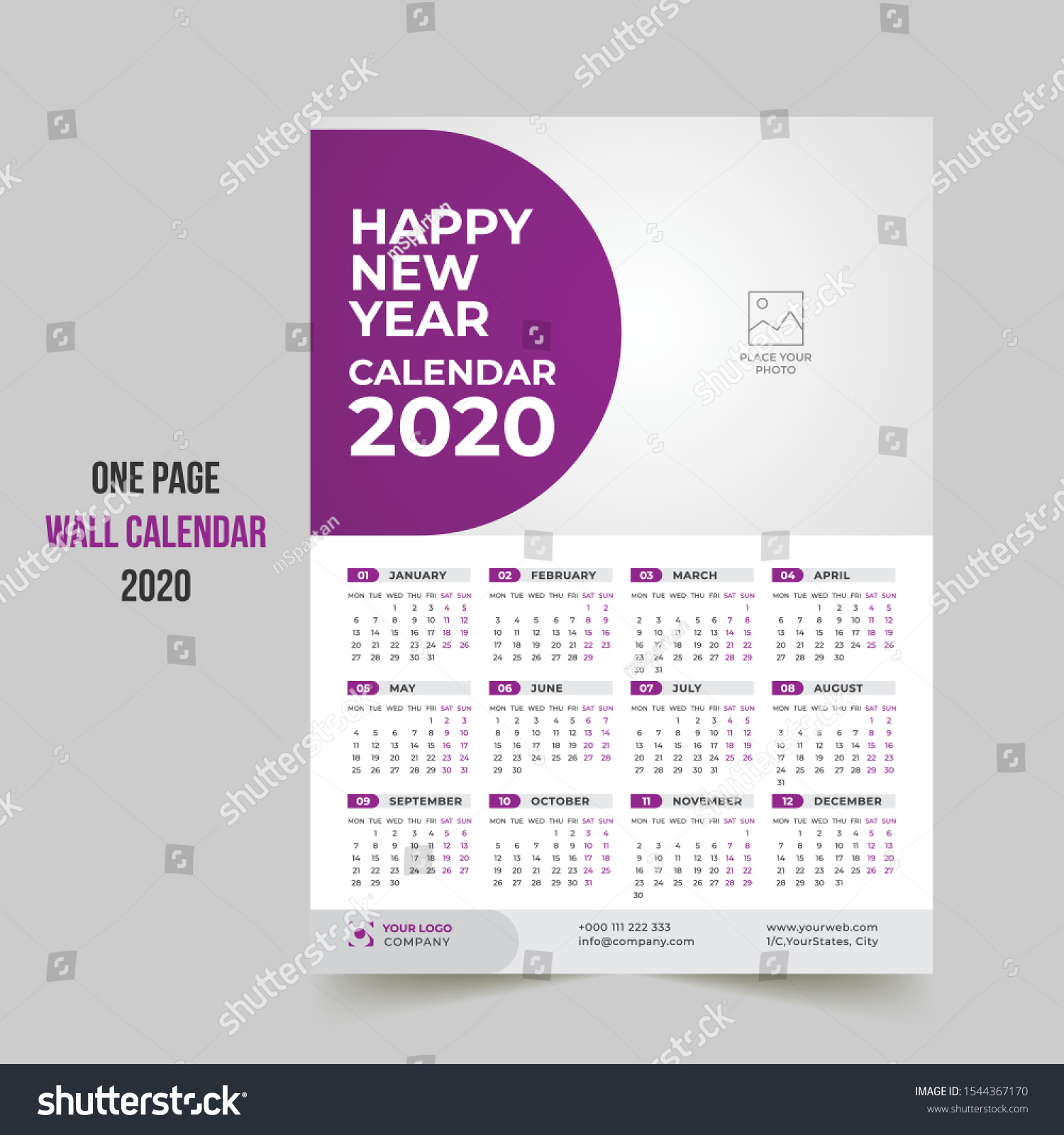 Wall Calendar Template from image.shutterstock.com