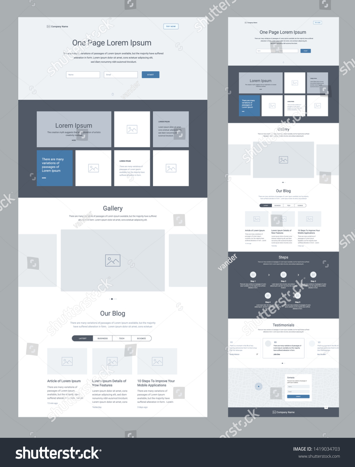 One Page Website Design Template Business Stock Vector (Royalty For One Page Business Website Template
