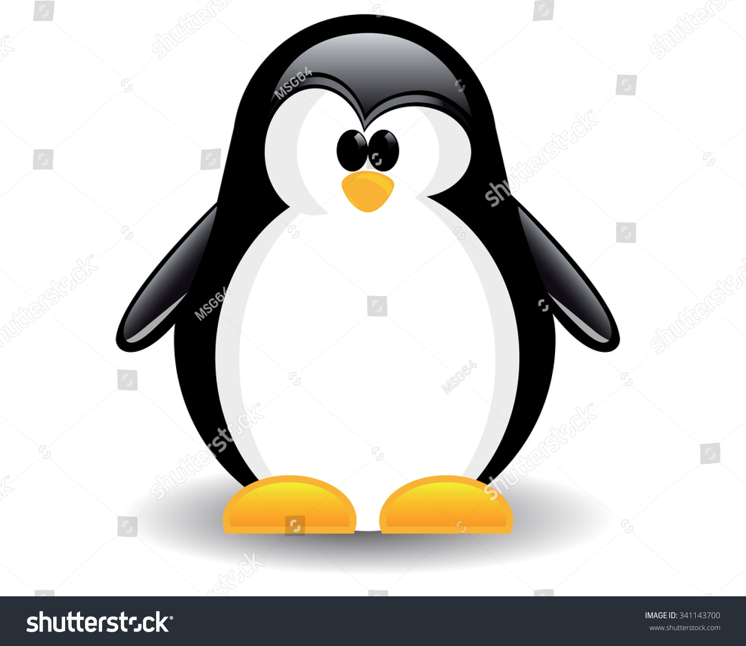 One Penguin Standing Shadow Bottom Stock Vector 341143700 - Shutterstock