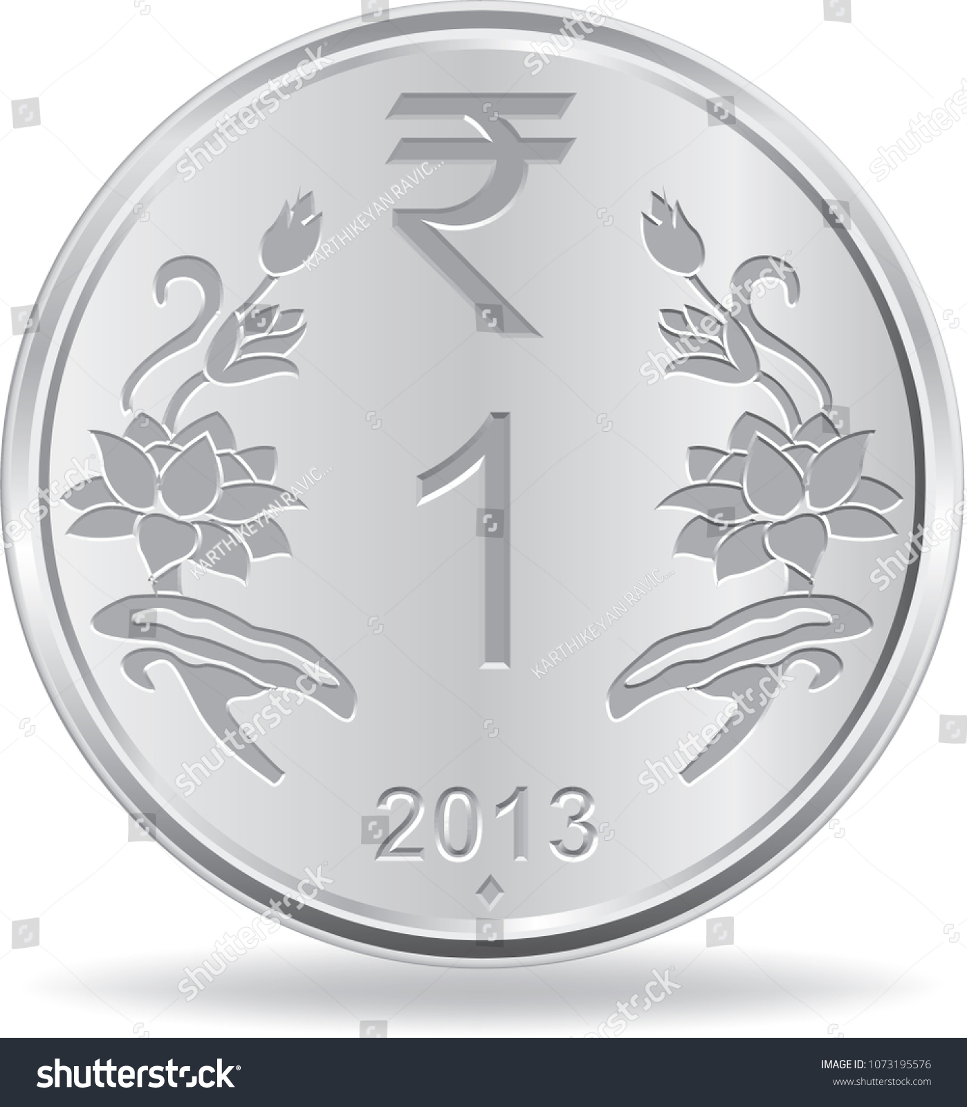 SVG of One rupee coin in vector illustration svg