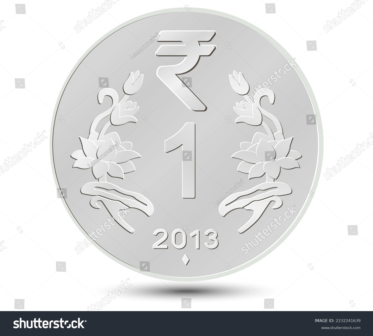 SVG of One Rupee coin of India, back side isolated on white background.	 svg