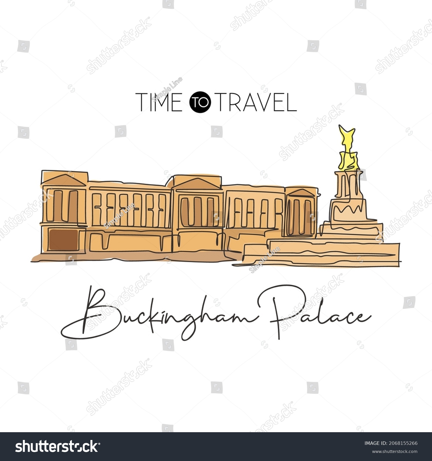 SVG of One single line drawing Buckingham Palace landmark. World famous iconic in London, England. Tourism travel postcard wall decor print art concept. Modern continuous line draw design vector illustration svg
