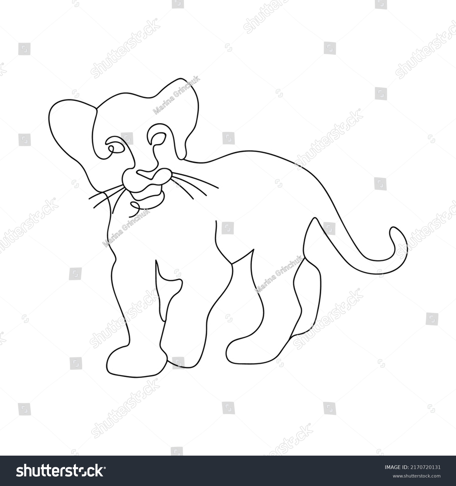 One Single Line Drawing Wild Lion Stock Vector (Royalty Free ...