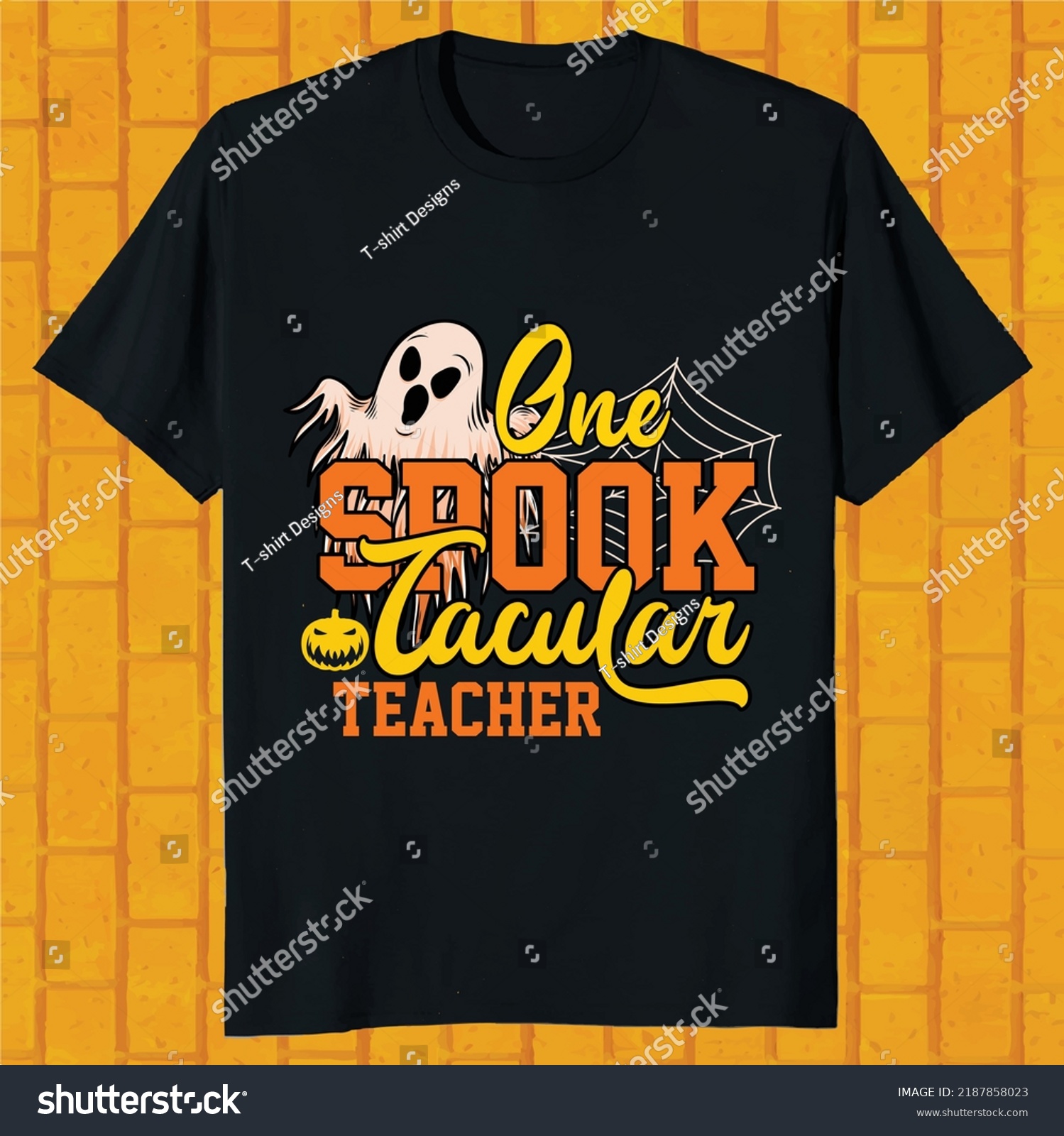 SVG of one spook tacular teacher hello ween t-shirt design svg