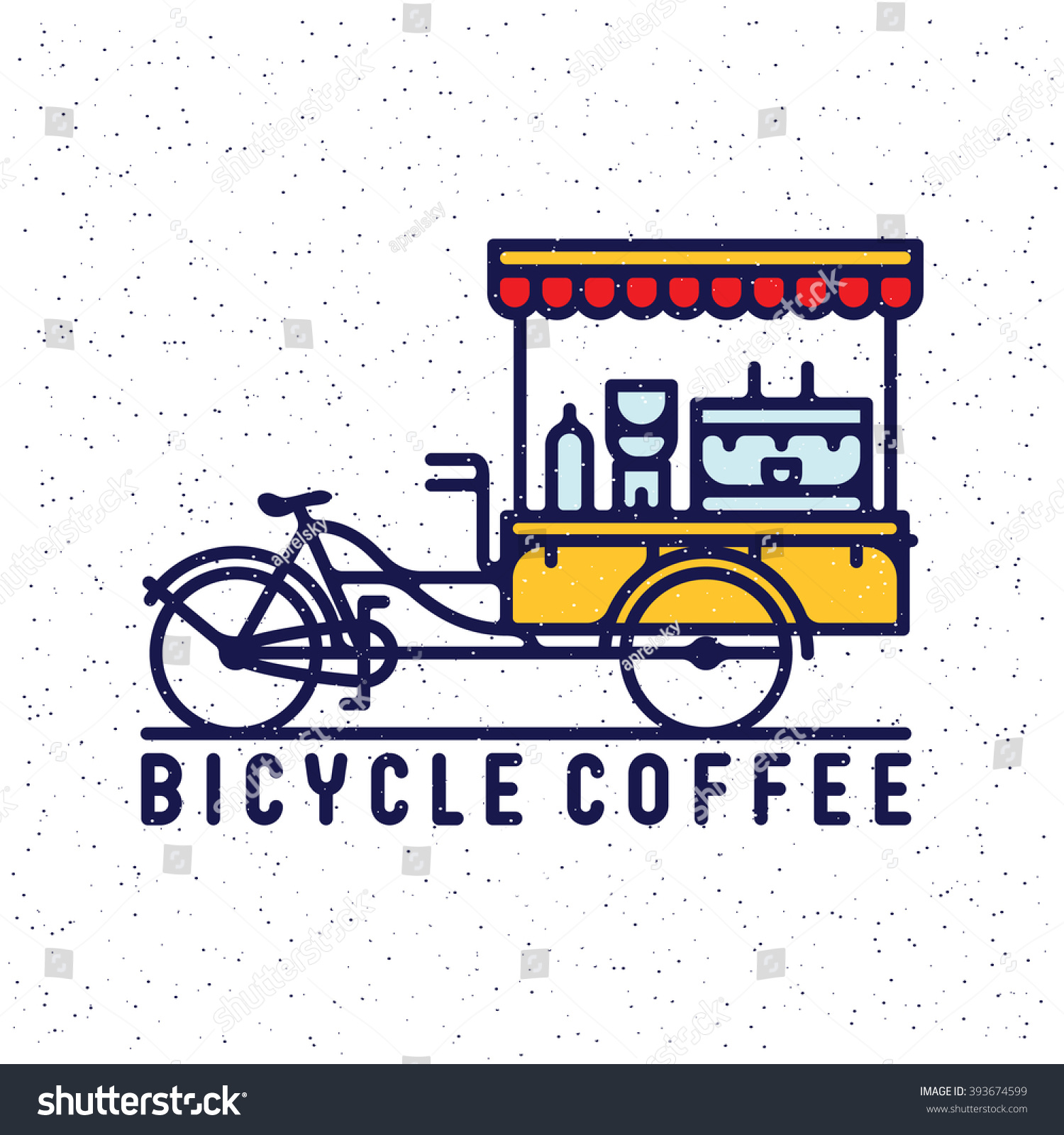 SVG of One thin line, flat vintage retro mobile coffee cart. Coffee bicycle, vector illustration, street food svg