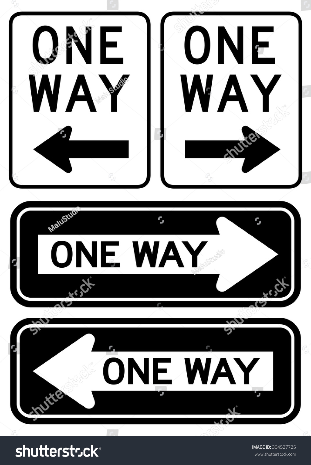 One Way Sign Set Stock Vector (Royalty Free) 304527725 | Shutterstock