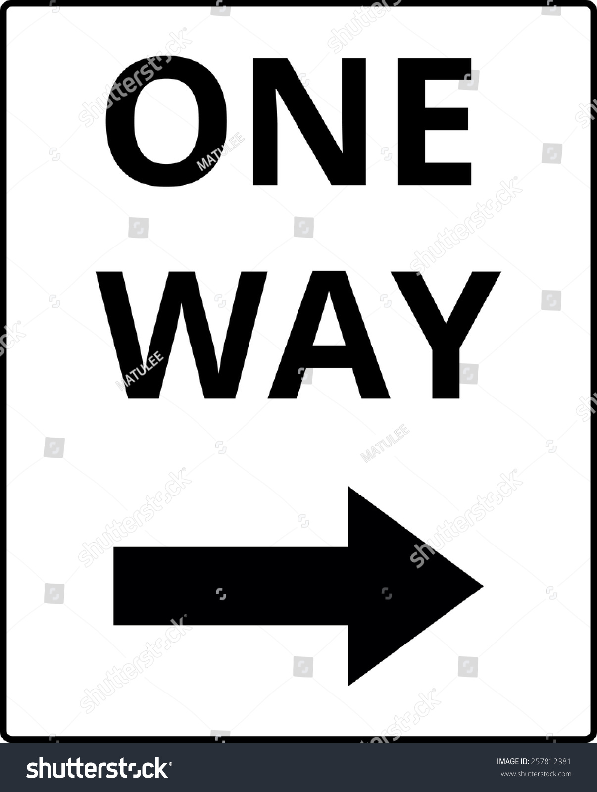 One Way Traffic Sign Stock Vector Illustration 257812381 : Shutterstock