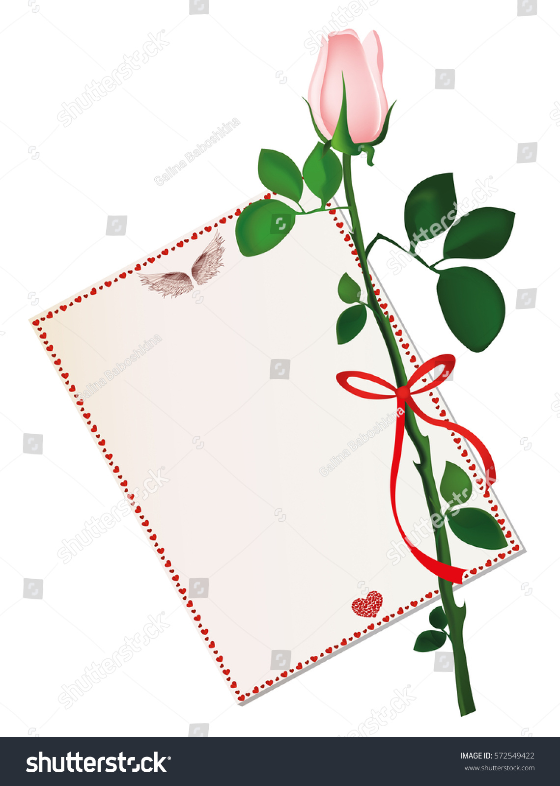 one white flower red bow ribbon stock vector (royalty free