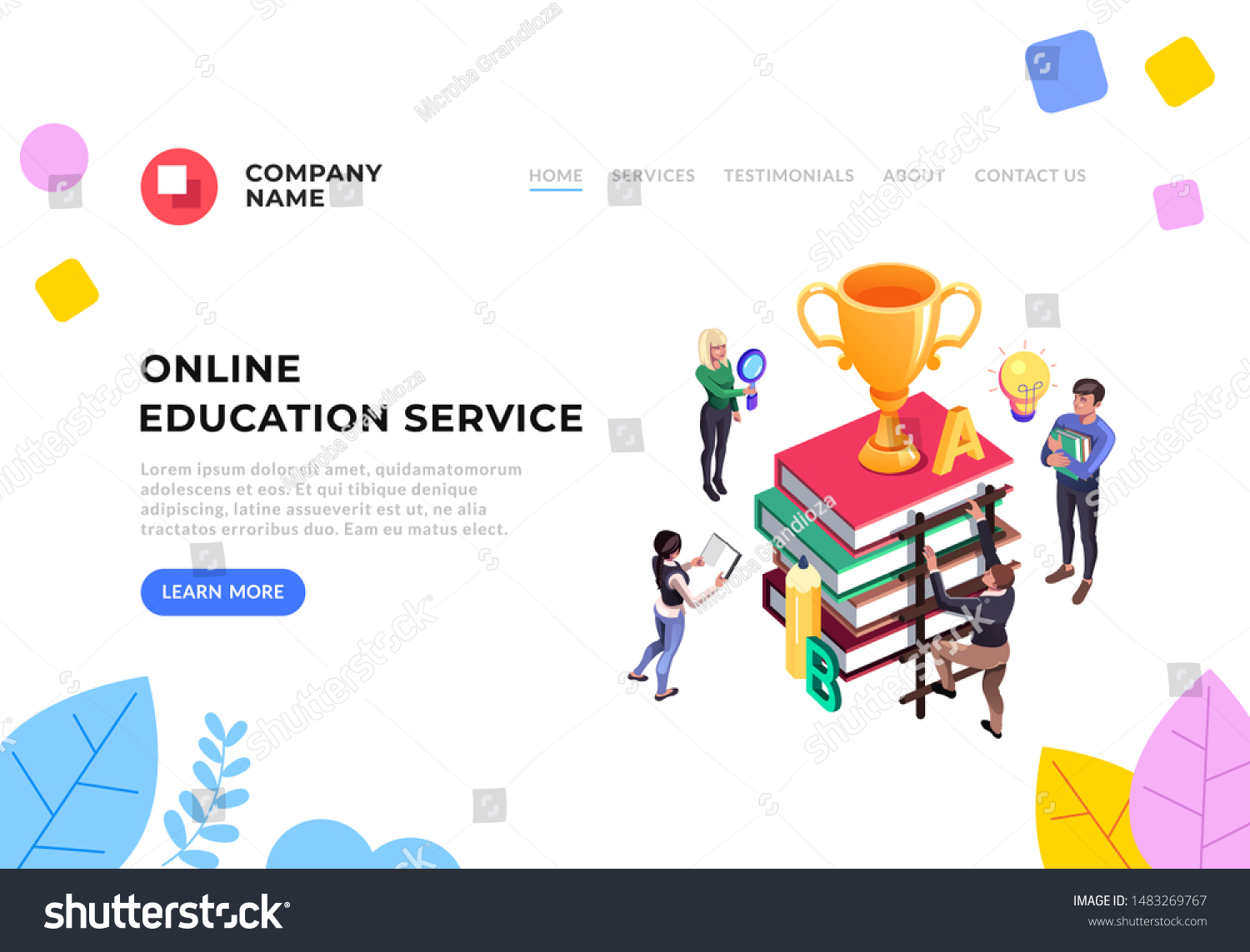 Online Education Tutorials Service Flat Graphic Stock Vector