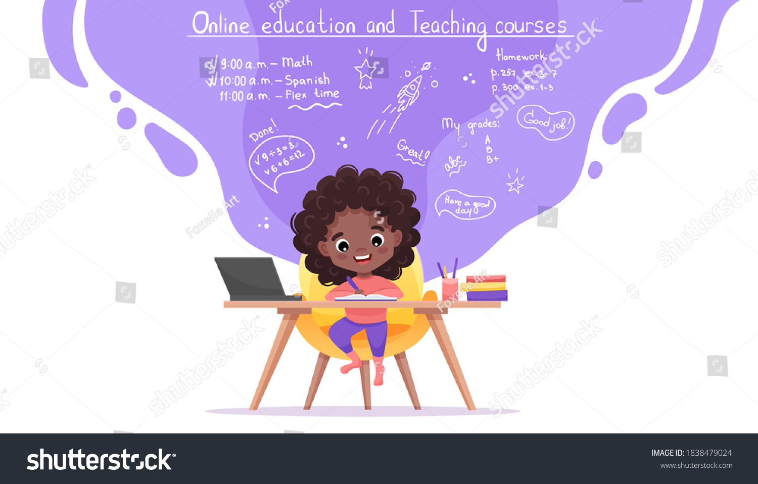 Vektor Stok Online Education Website Template Elearning Concept Tanpa Royalti 1838479024