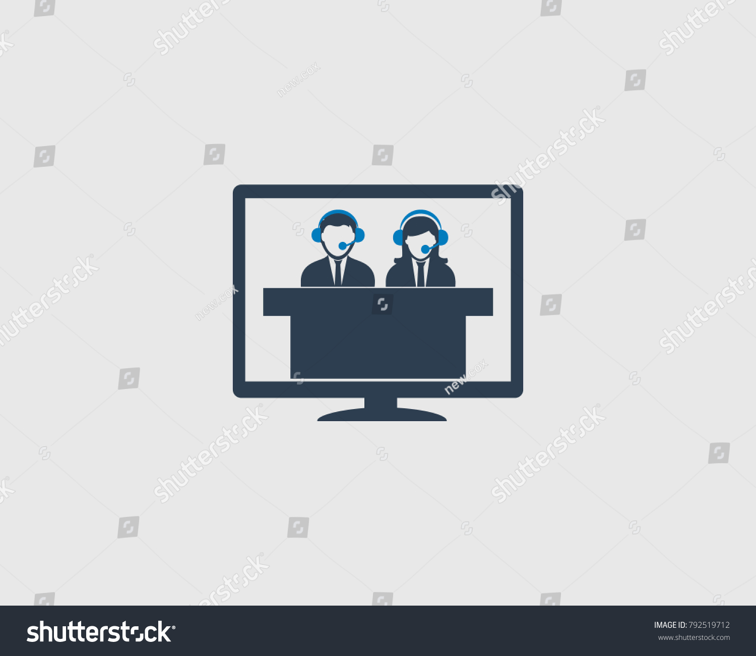 Online Help Icon Male Female Desk Stock Vector Royalty Free