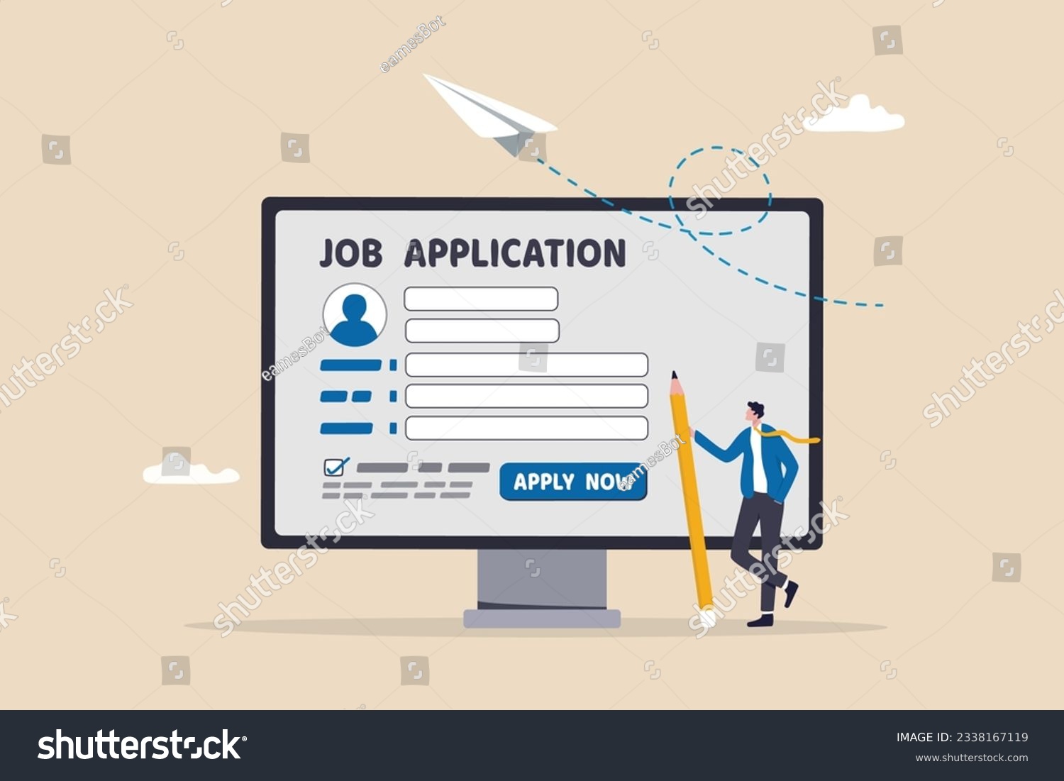 SVG of Online job application, career or employment submission form, candidate recruitment, job search or resume and CV document upload concept, businessman hold pencil fill in computer job application form. svg