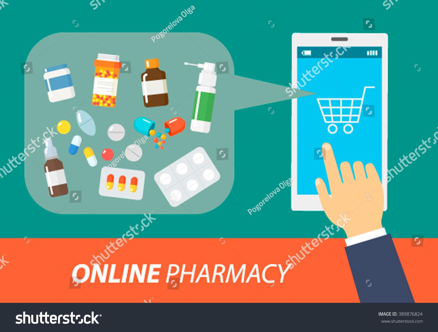 Online Pharmacy Flat Style Isolated Vector Stock Vector 389876824 ...