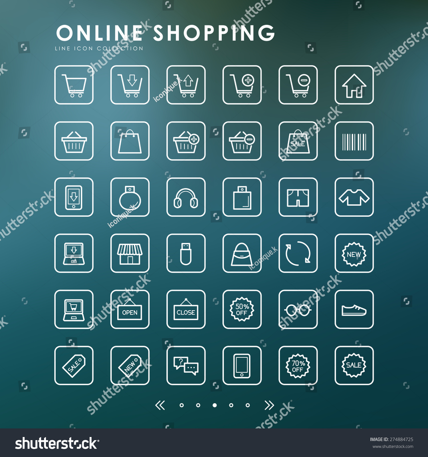 Online Shopping Line Icons Blur Background Stock Vector 274884725