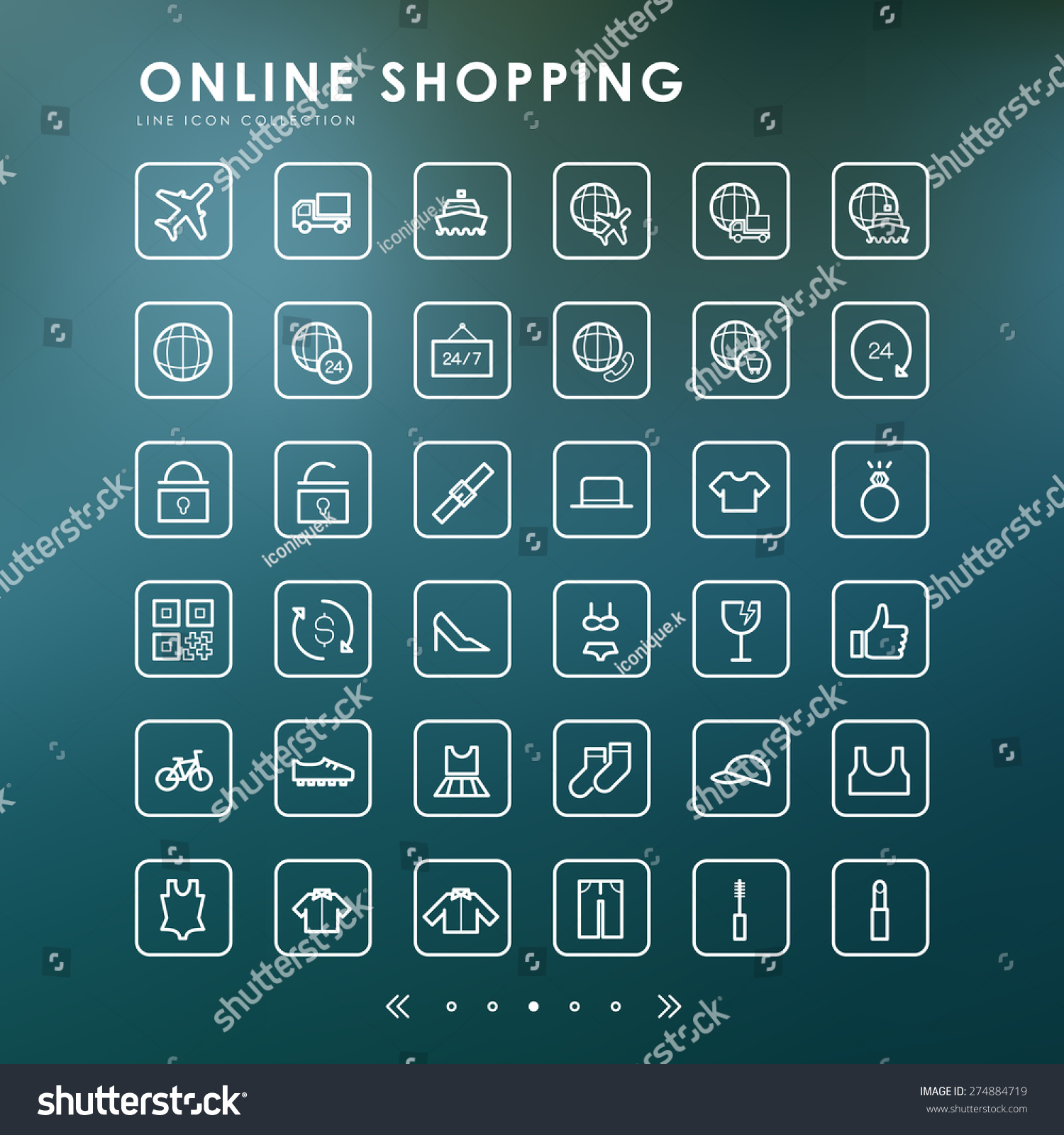 Online Shopping Minimal Line Icons Blur Stock Vector 274884719