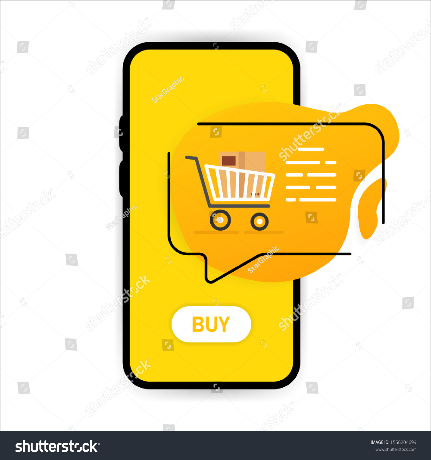 Online Shopping On Cell Phone Flat Stock Vector Royalty Free