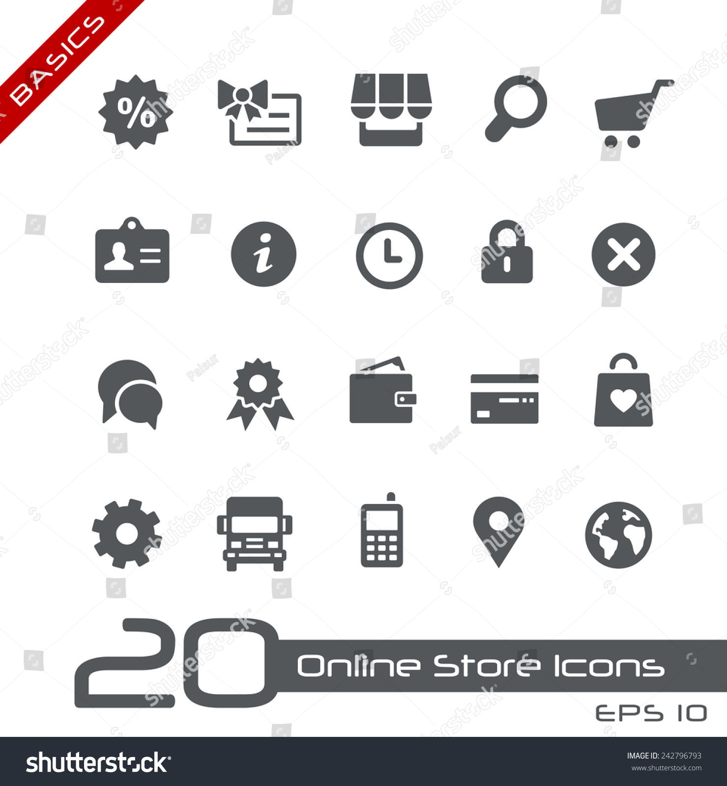 Online Store Icons Basics Stock Vector (Royalty Free) 242796793