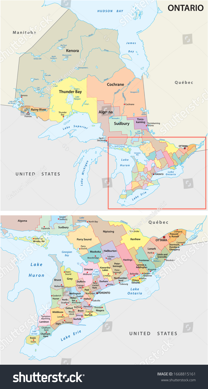 Political Map Of Ontario Canada Ontario Administrative Political Map Canada Stock Illustration 1469099999 |  Shutterstock