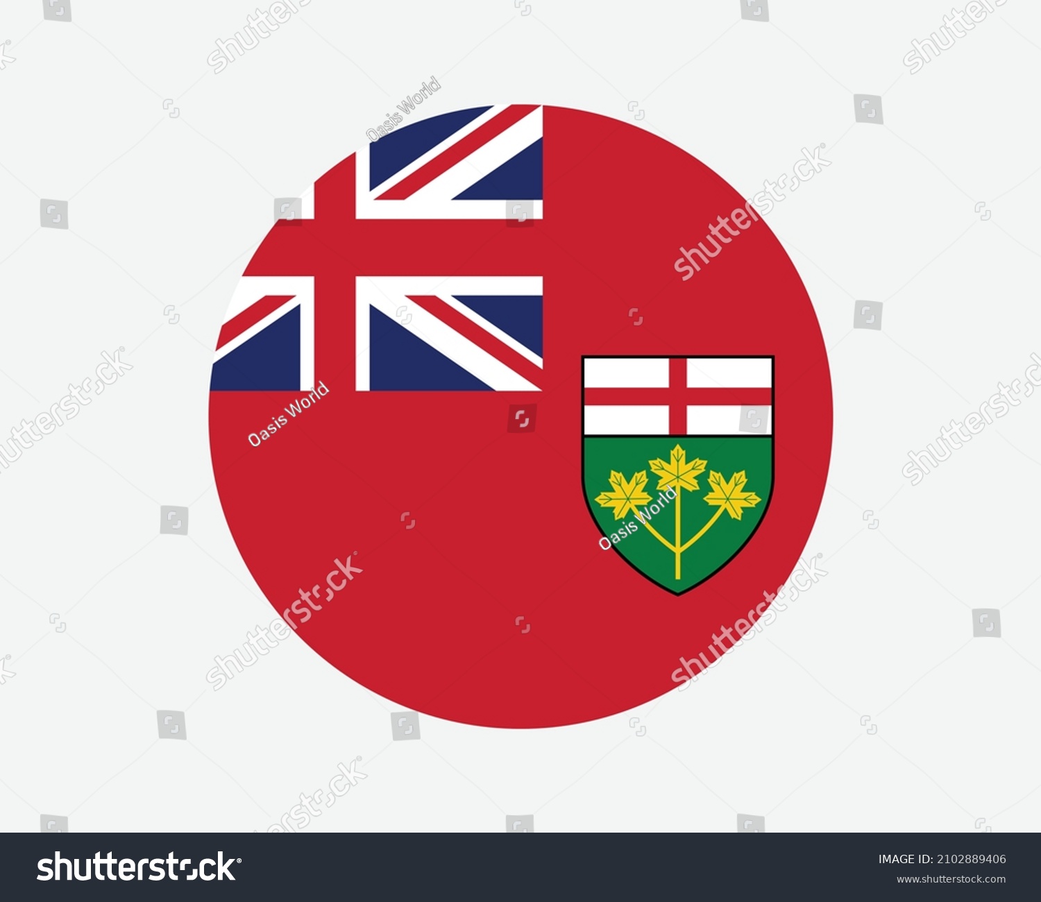 SVG of Ontario Canada Round Flag. ON, Canadian Province Circle Flag. Ontario Canada Circular Shape Button Banner. EPS Vector Illustration. svg