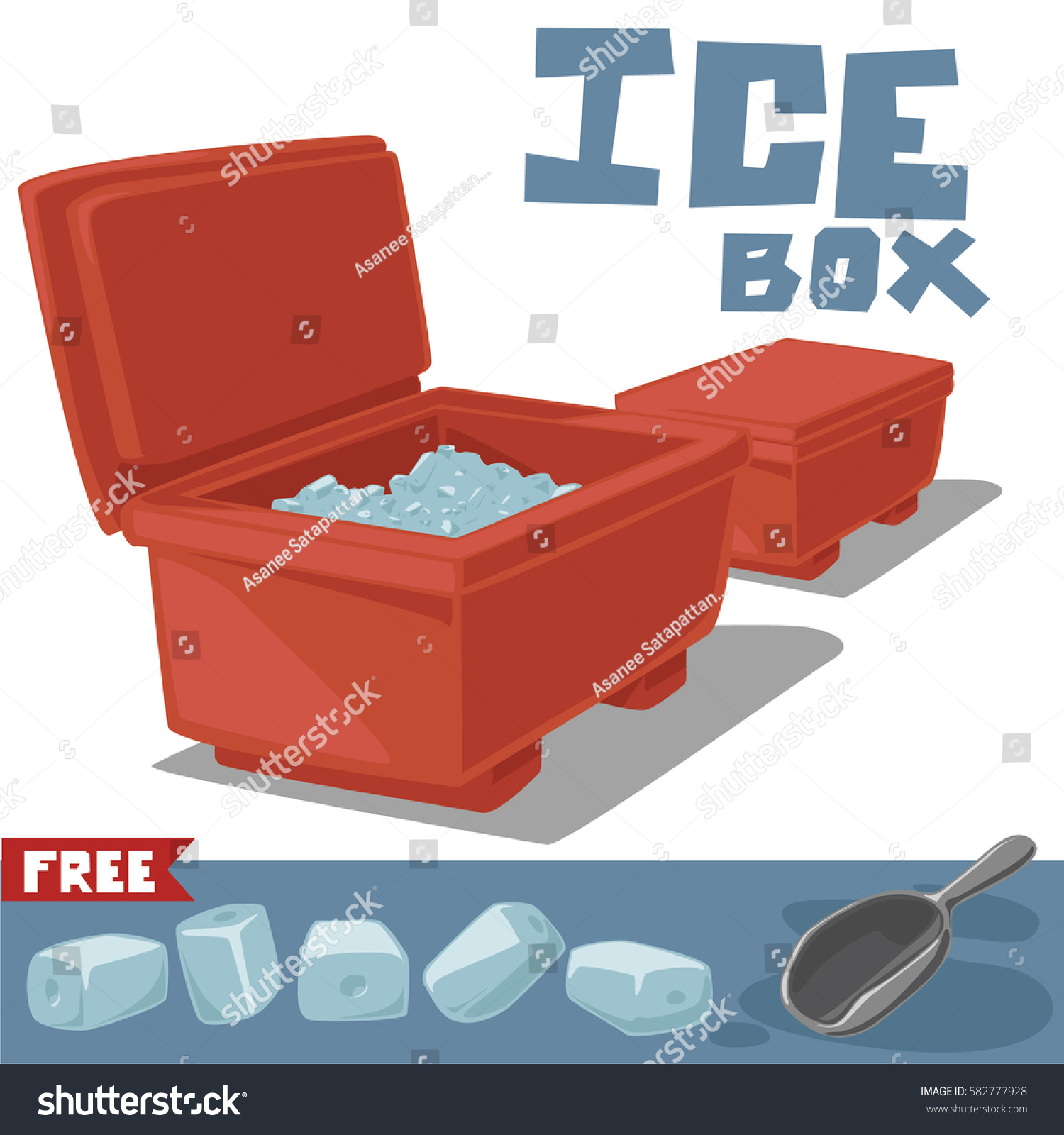 SVG of Open and close ice boxes with ice and ice scoop svg