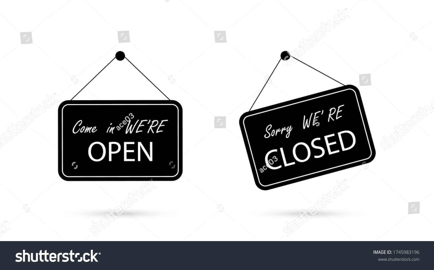 Open Closed Signboard Isolated Vector Illustration Stock Vector ...