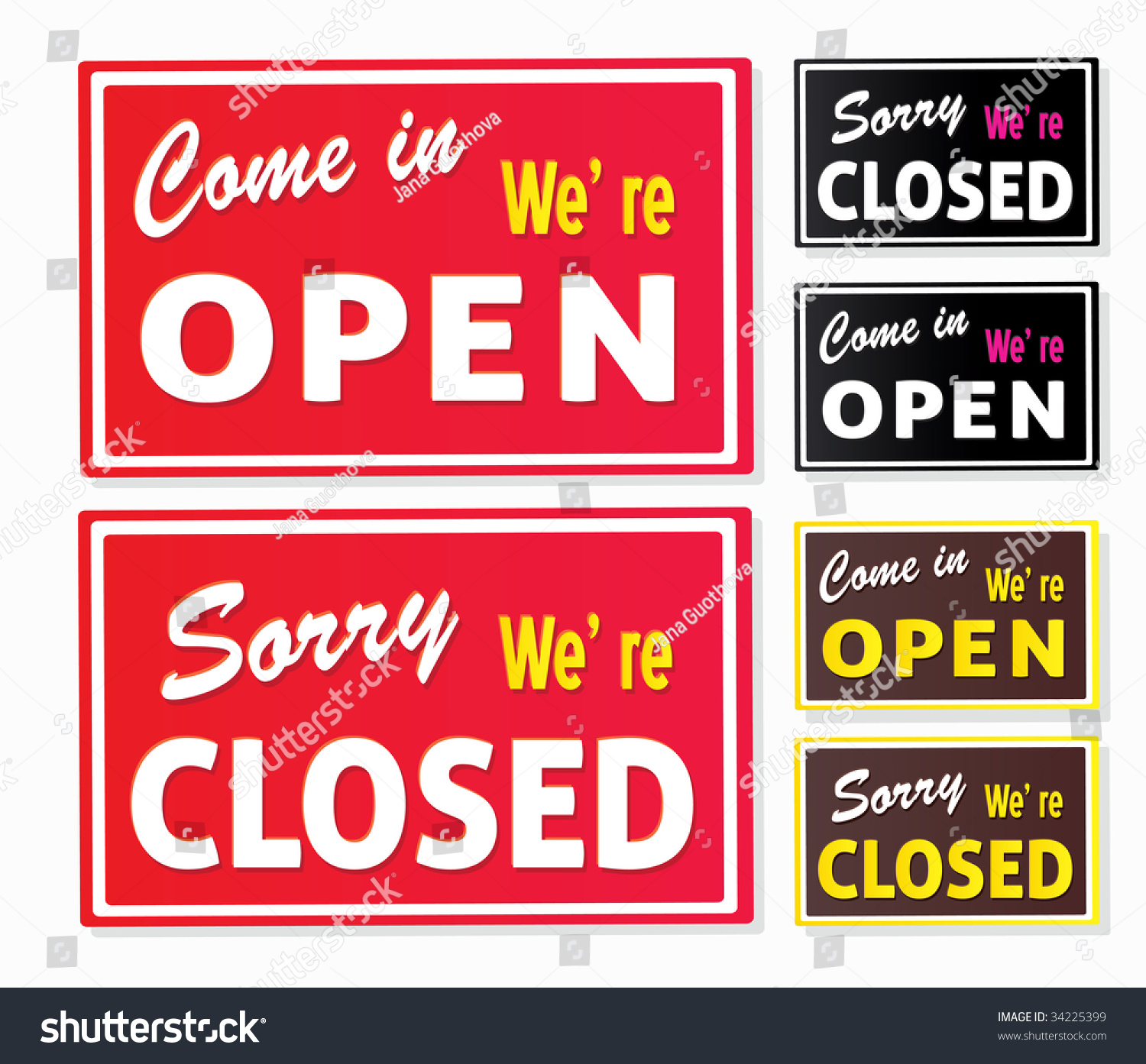 Open Closed Store Signs Come We Stock Vector 34225399 - Shutterstock